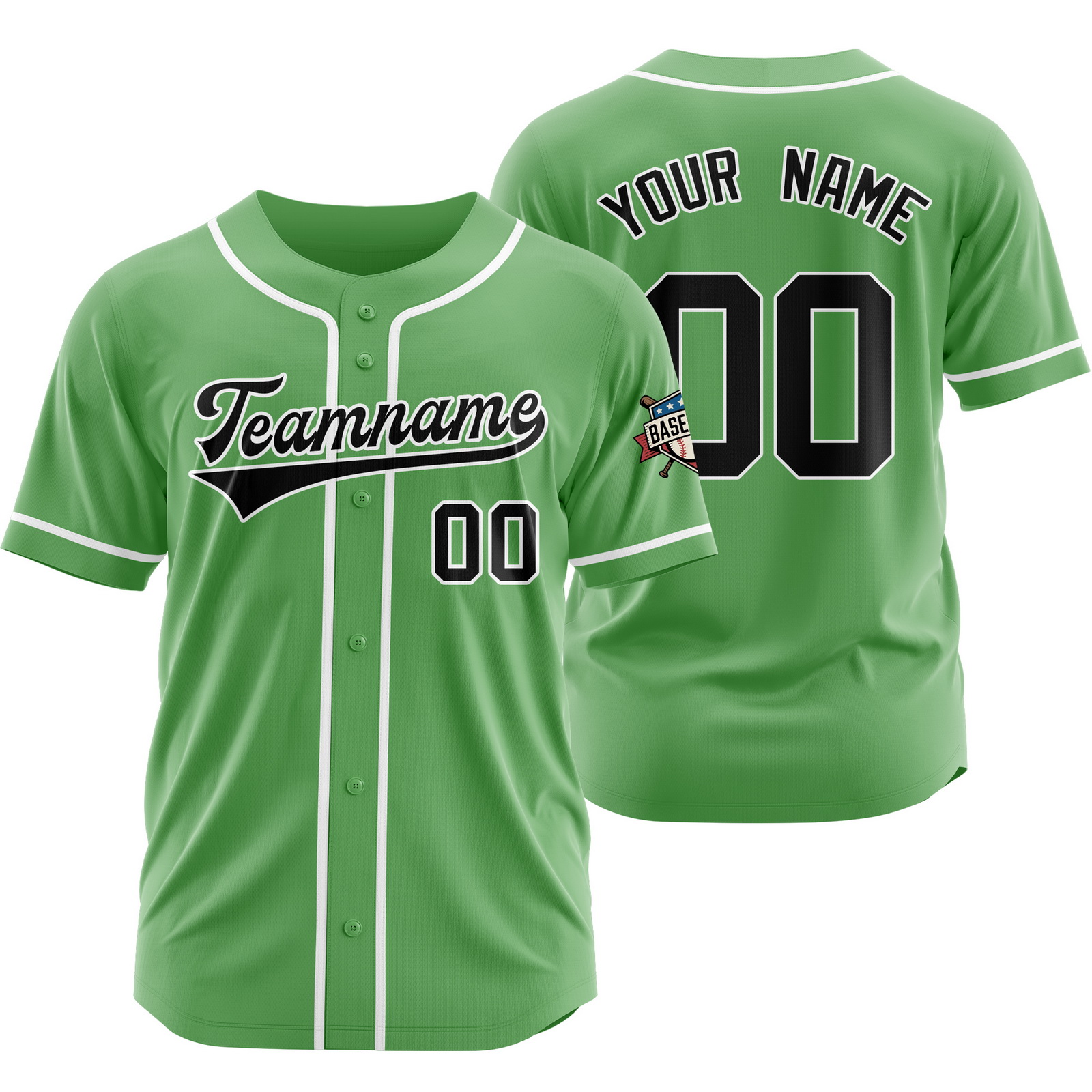 Custom Green Black Fashion Baseball Jersey Hip Hop Uniform