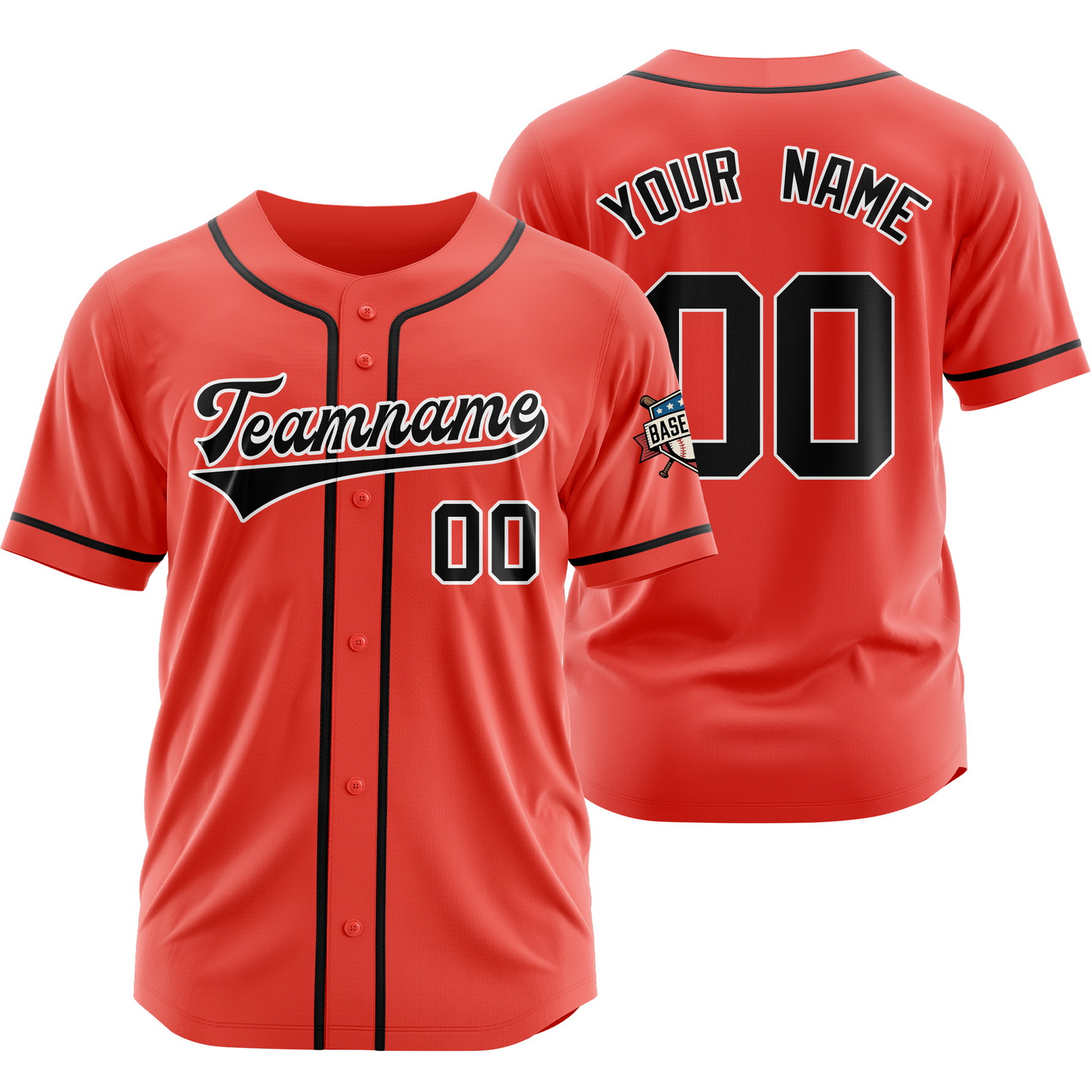Custom Red Black Short Sleeve Baseball Jersey Hip Hop Uniform