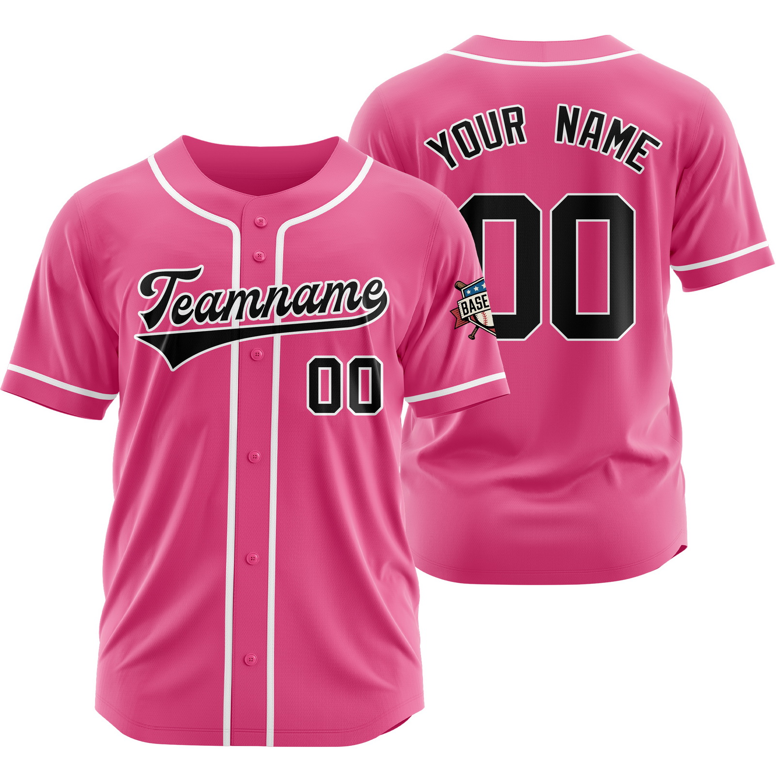 Custom Pink Black Baseball Jersey Hip Hop Uniform