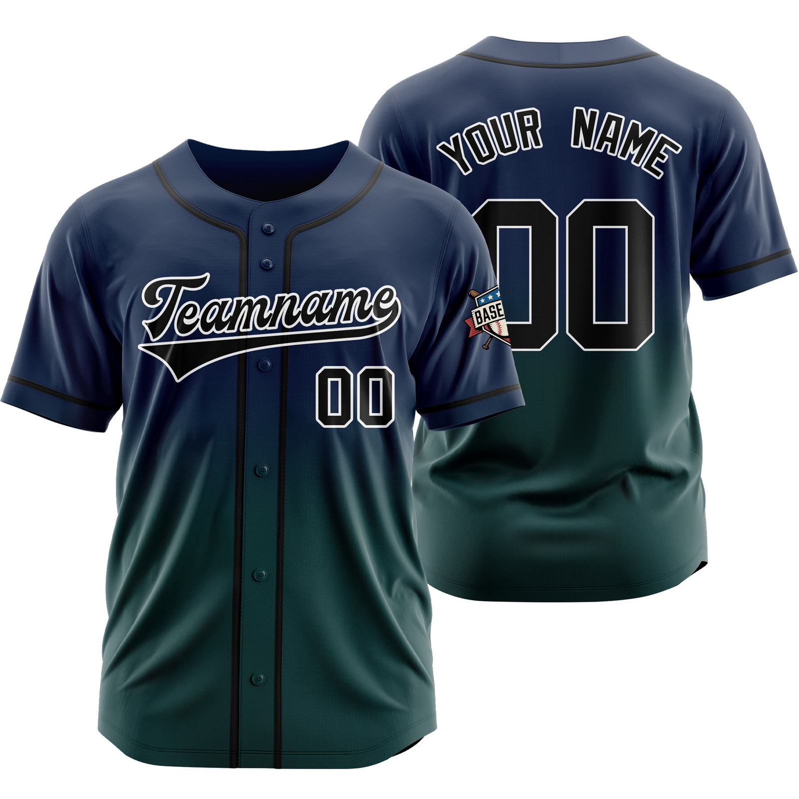 Custom Navy Green Baseball Jersey Hip Hop Uniform