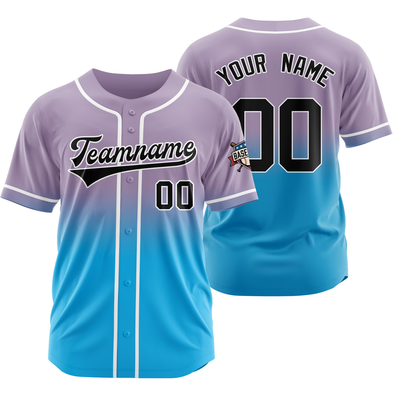 Custom Purple Blue Gradient Baseball Jersey Polyester Shirt