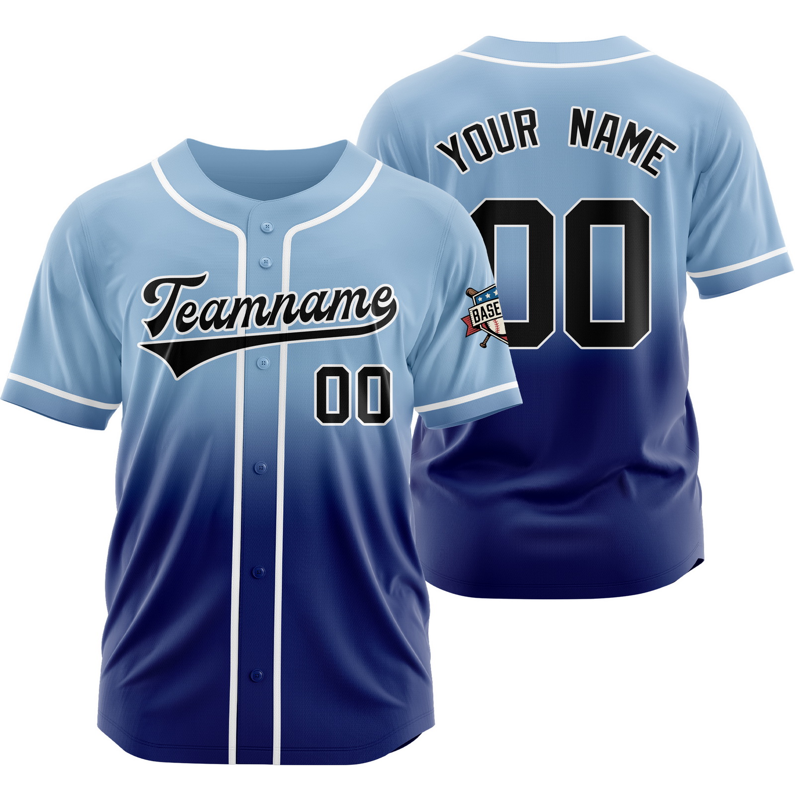 Custom Blue Navy Gradient Baseball Jersey Polyester Shirt