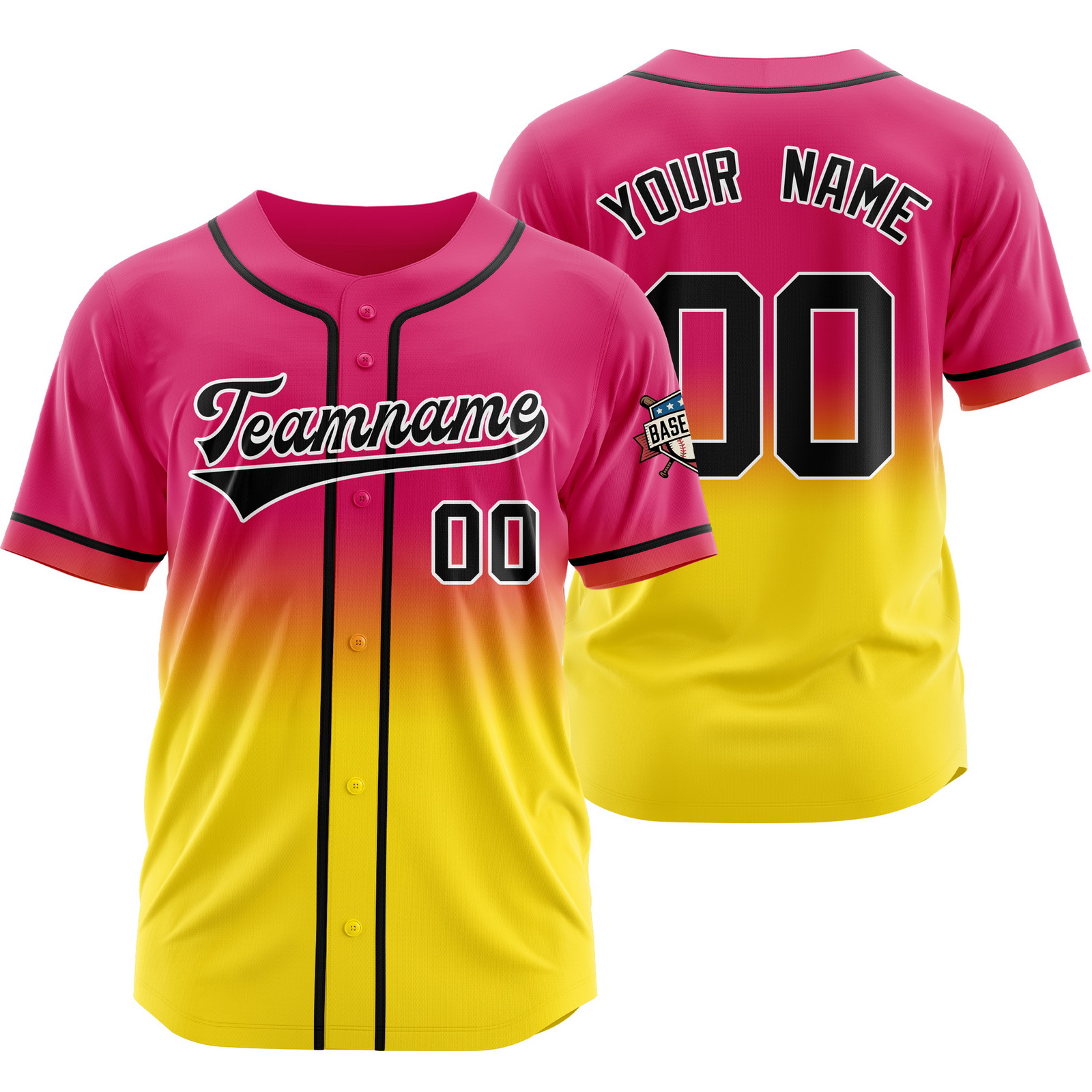 Custom Red Yellow Gradient Baseball Jersey Polyester Shirt