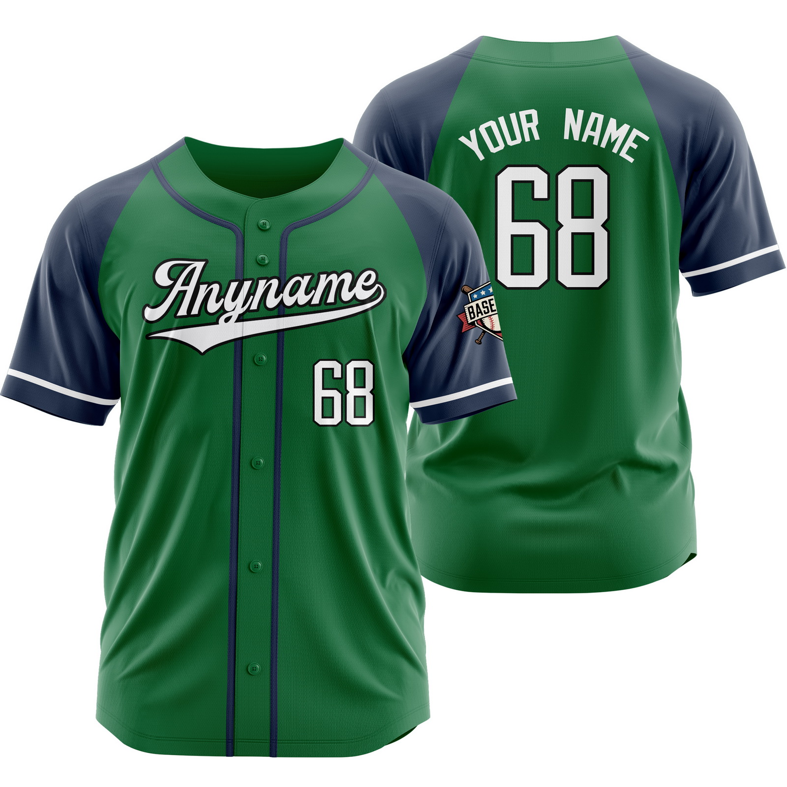 Custom Green Blue Weekend Baseball Jersey Outdoor Shirt