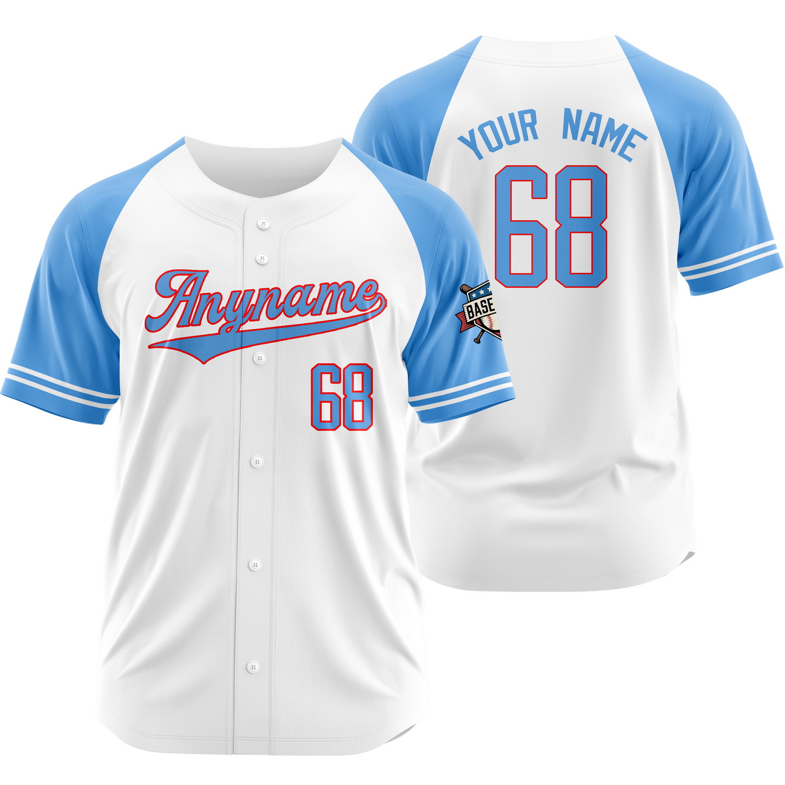 Custom White Blue Baseball Jersey Outdoor Shirt