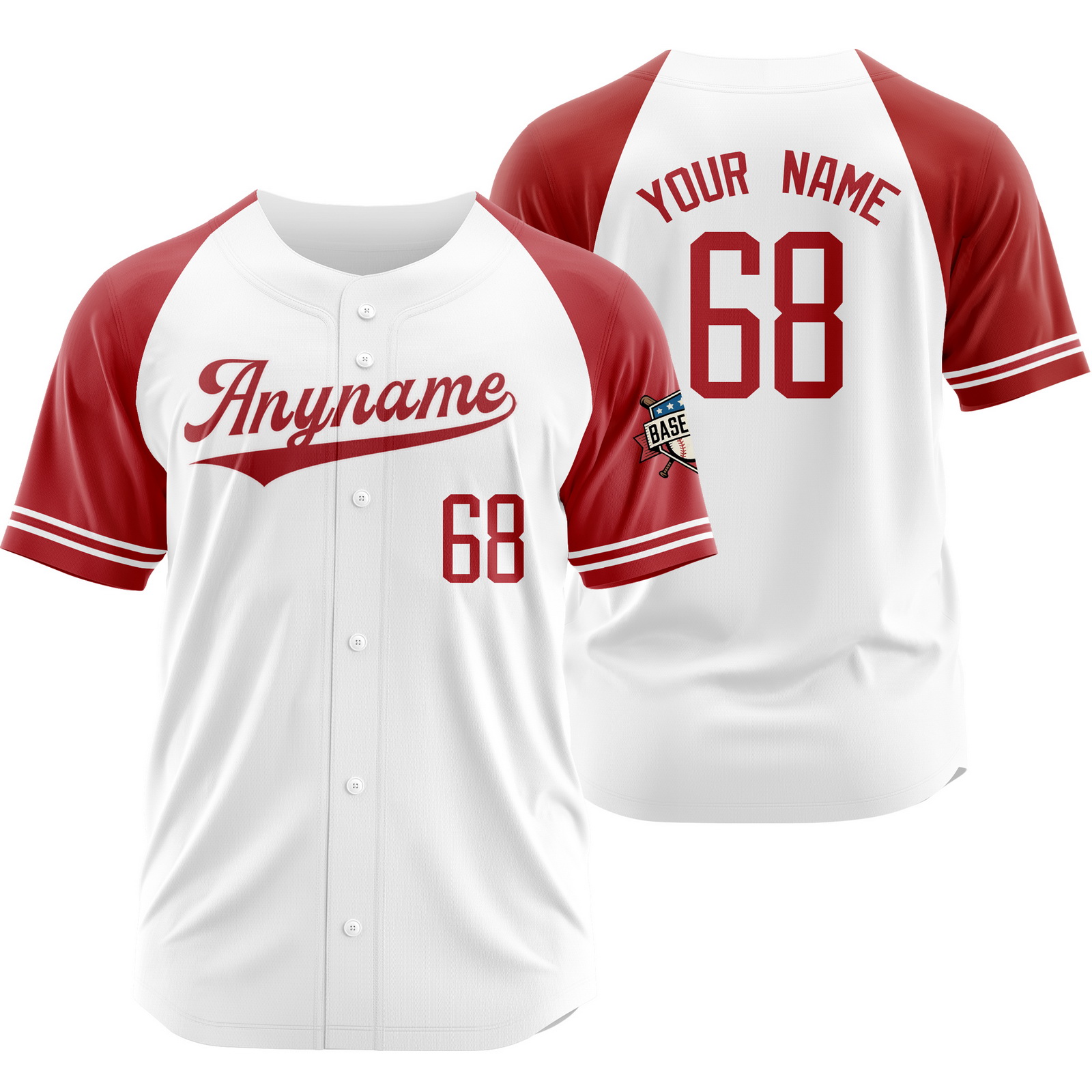 Custom White Red Baseball Jersey Outdoor Shirt