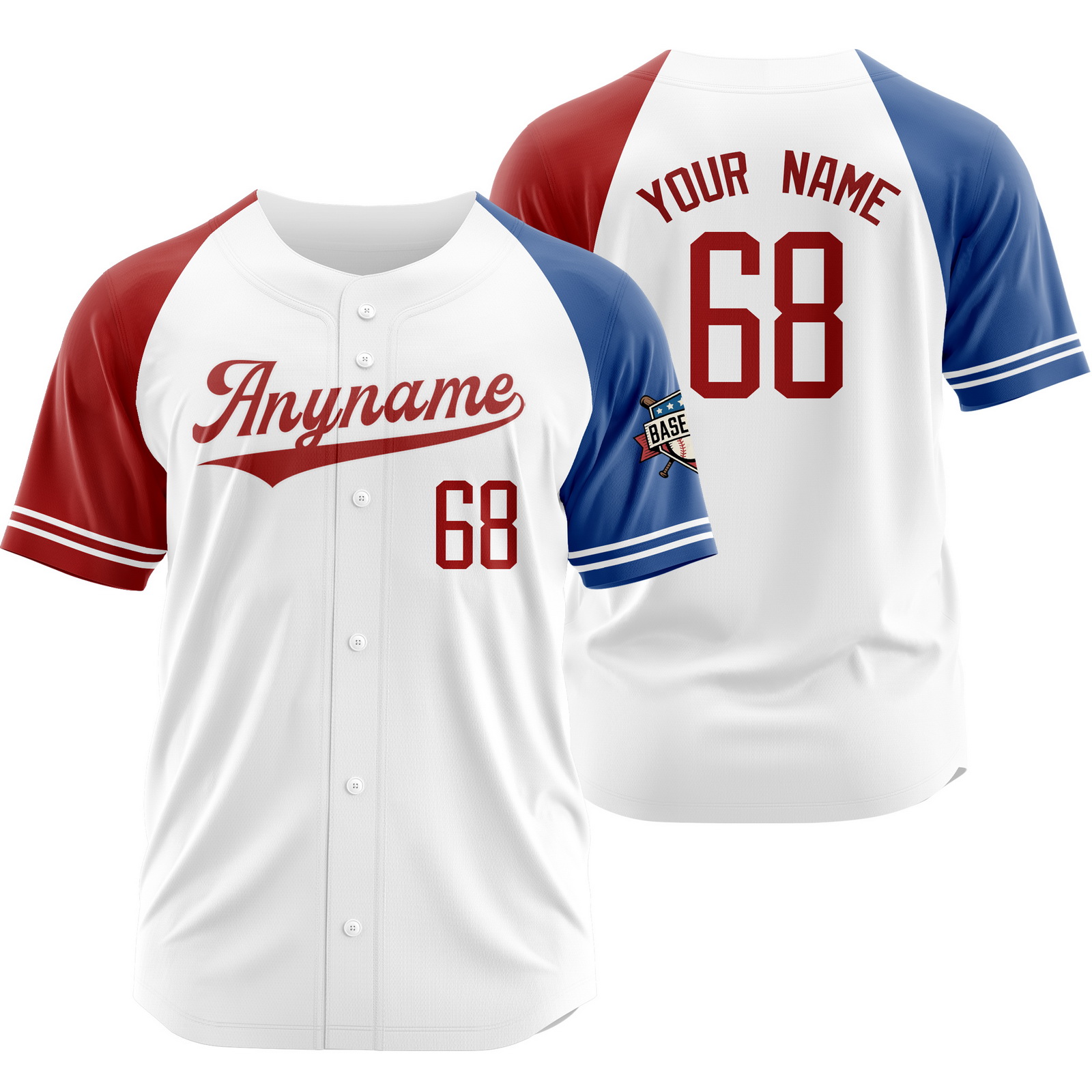 Custom White Red Casual Baseball Jersey Outdoor Shirt