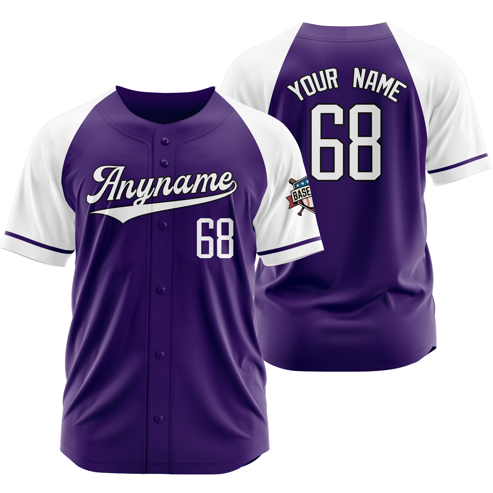 Custom Purple White Baseball Jersey Outdoor Shirt