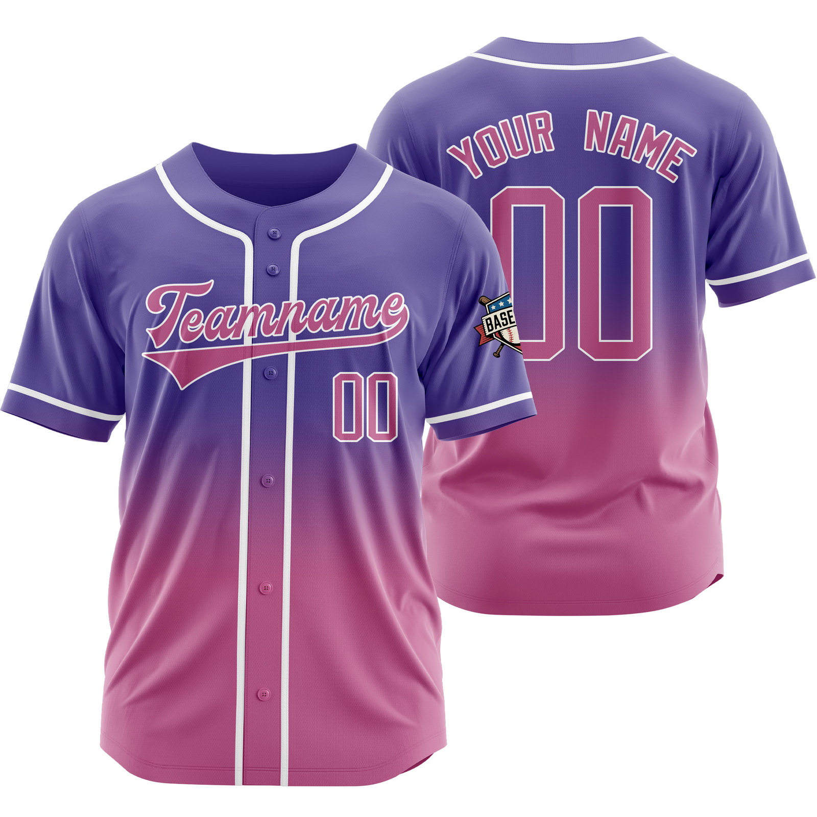 Custom Purple Pink Gradient Baseball Jersey Fashion Shirt