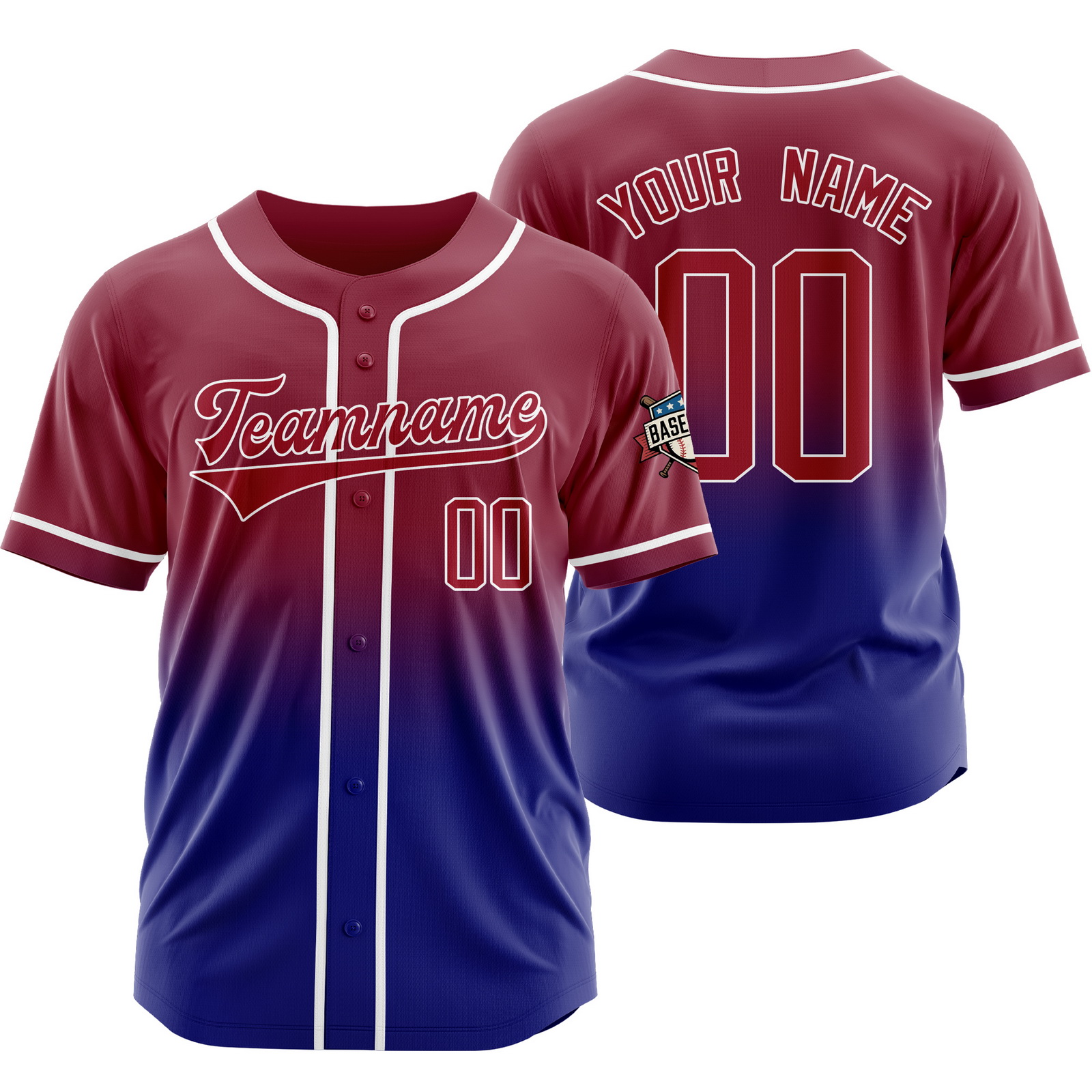 Custom Red Blue Gradient Baseball Jersey Fashion Shirt