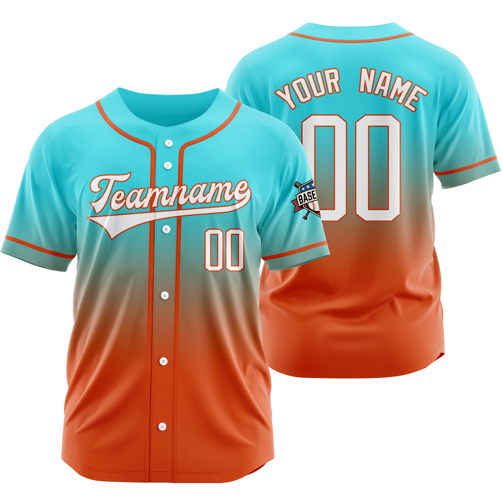 Custom Teal Orange Gradient Baseball Jersey Fashion Shirt