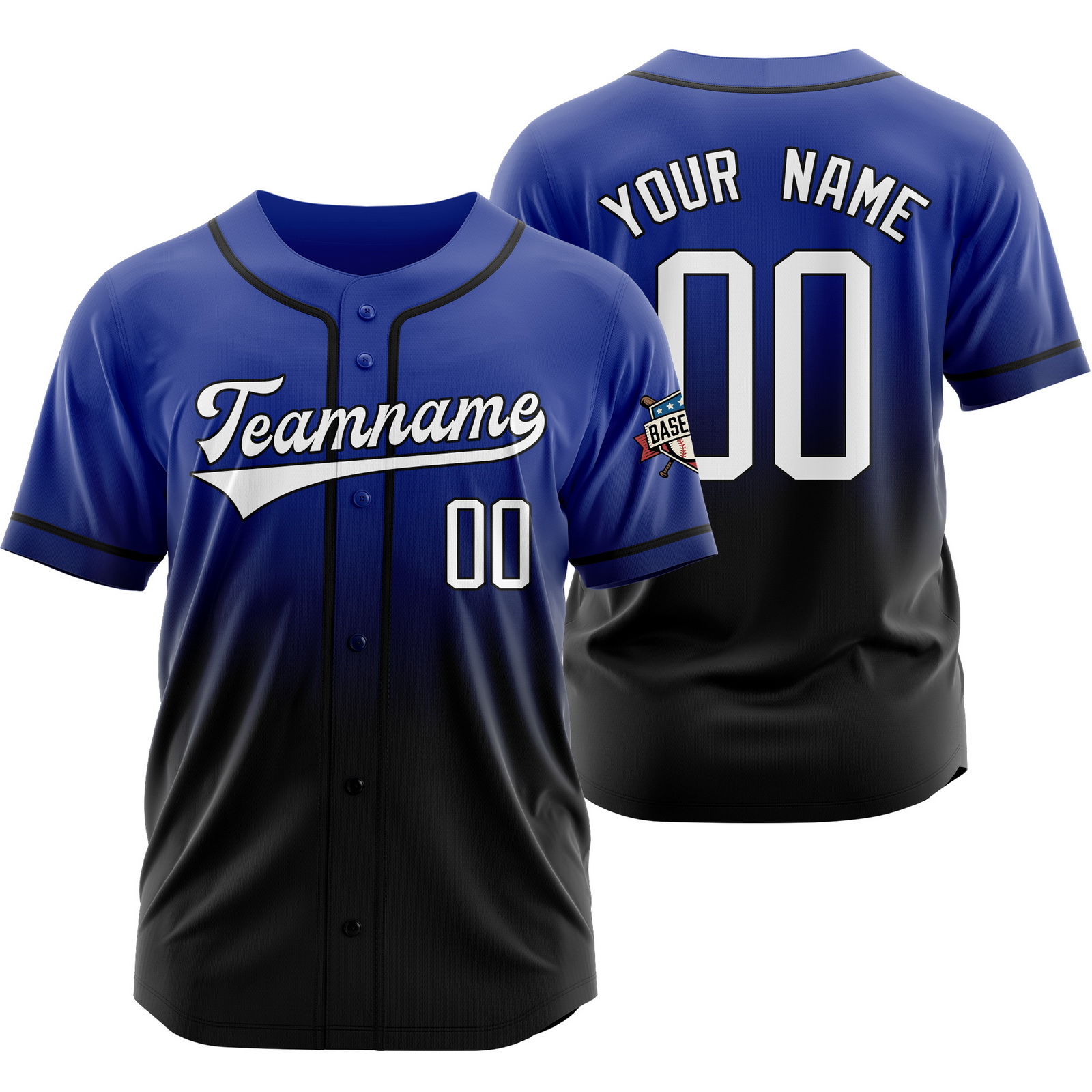Custom Blue Black V-Neck Gradient Jersey Fashion Shirt