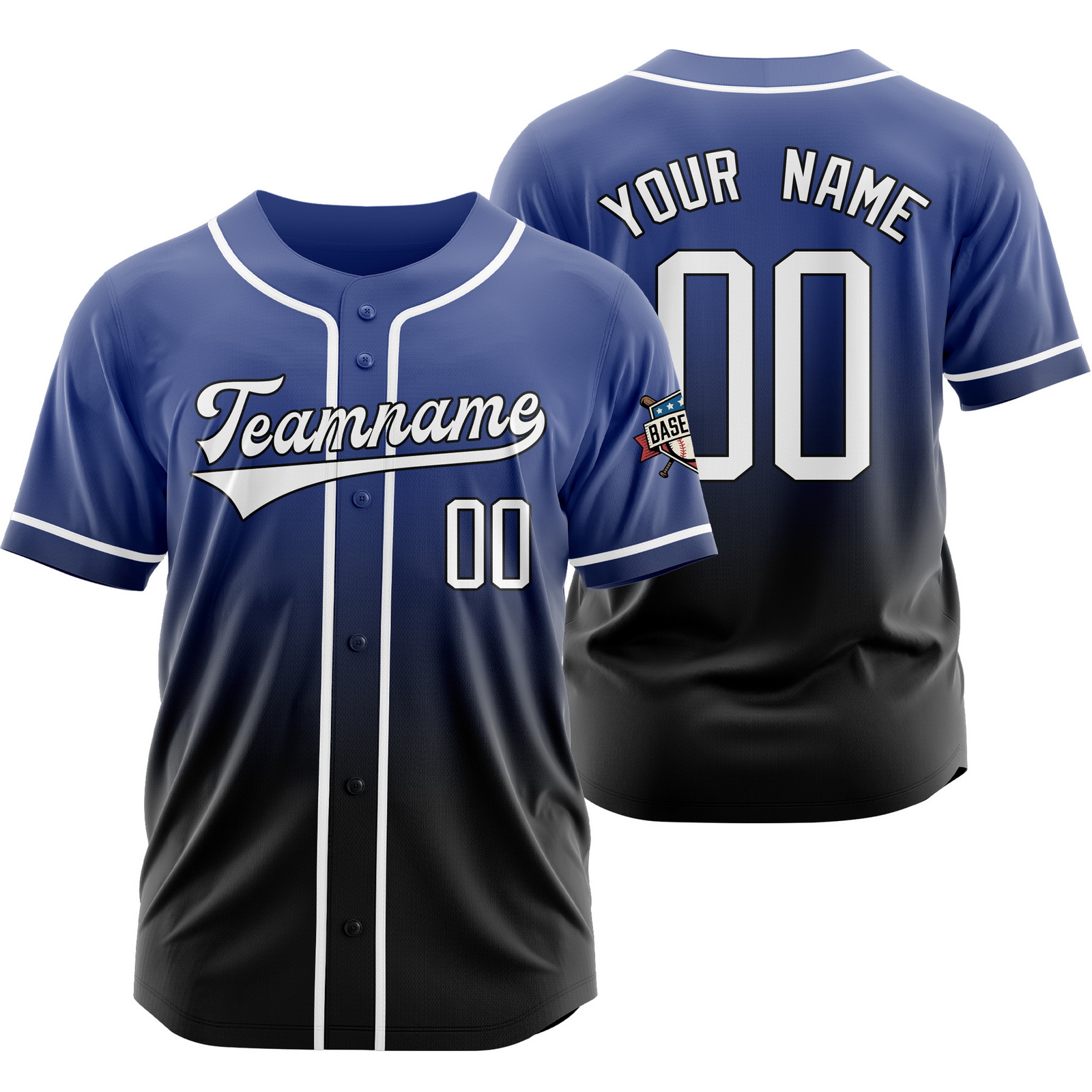 Custom Blue Black Gradient Baseball Jersey Fashion Shirt