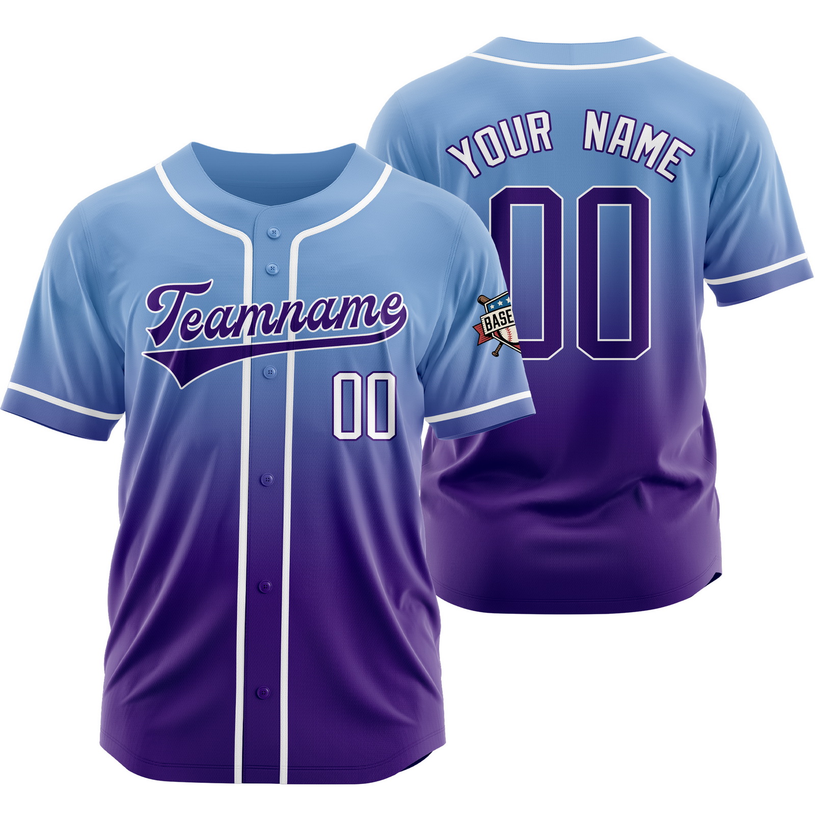 Custom Blue Purple Gradient Baseball Jersey Fashion Shirt
