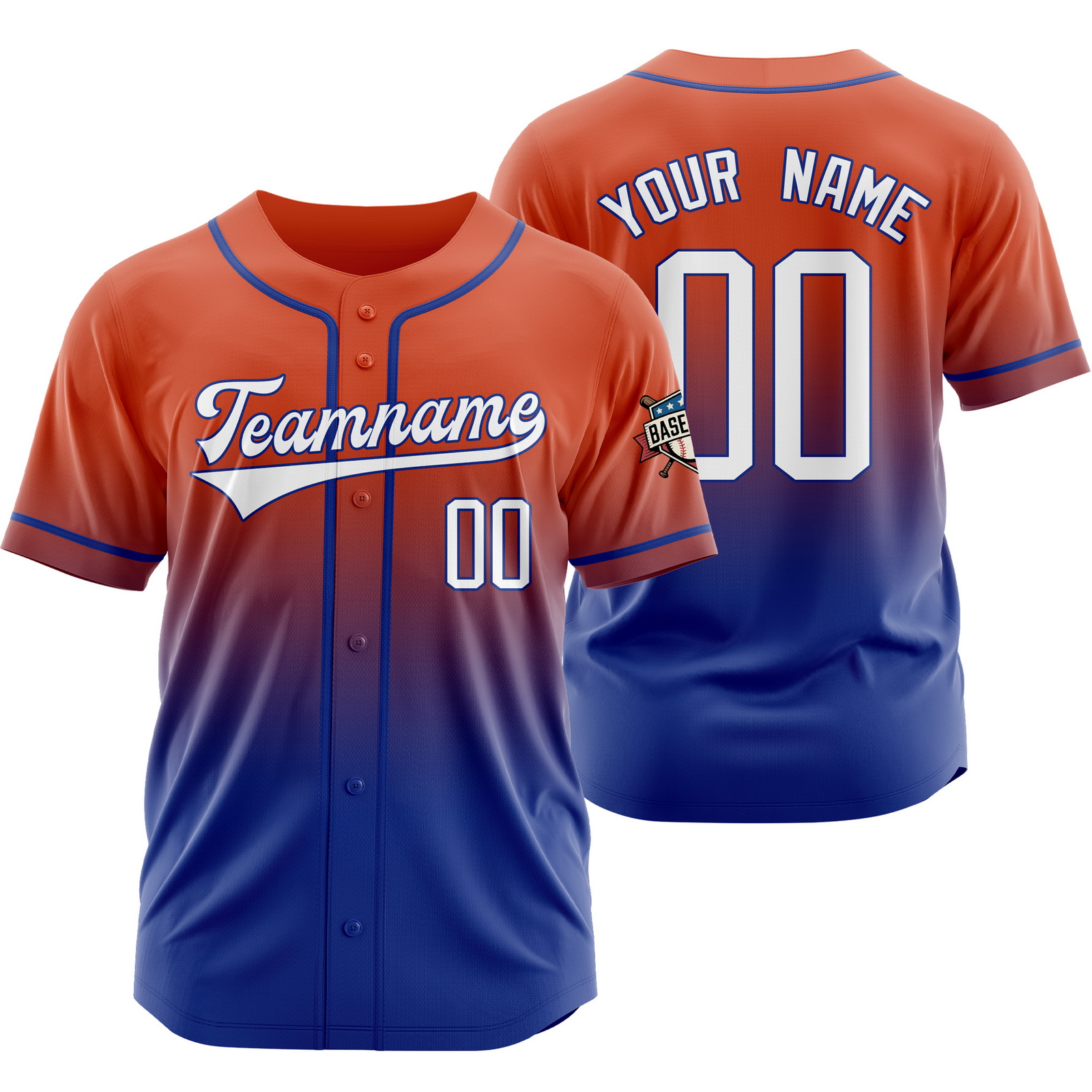 Custom Orange Blue Mesh Gradient Baseball Jersey Fashion Shirt