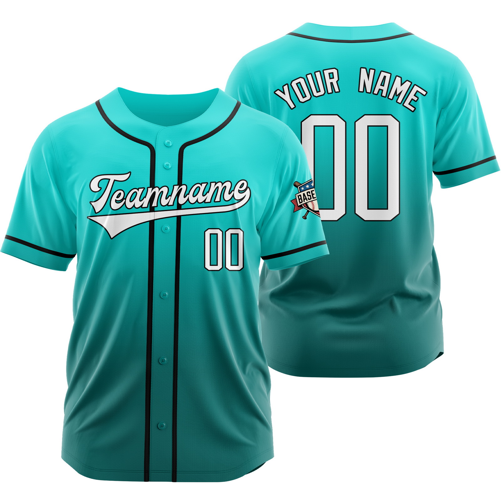 Custom Teal Teal Gradient Baseball Jersey Fashion Shirt