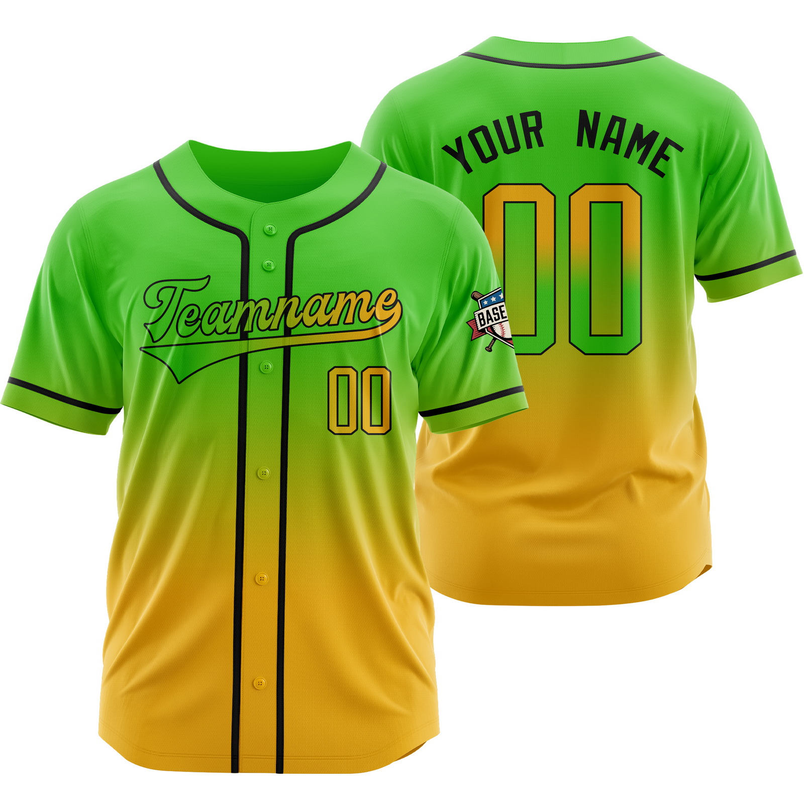 Custom Green Orange Gradient Baseball Jersey Fashion Shirt
