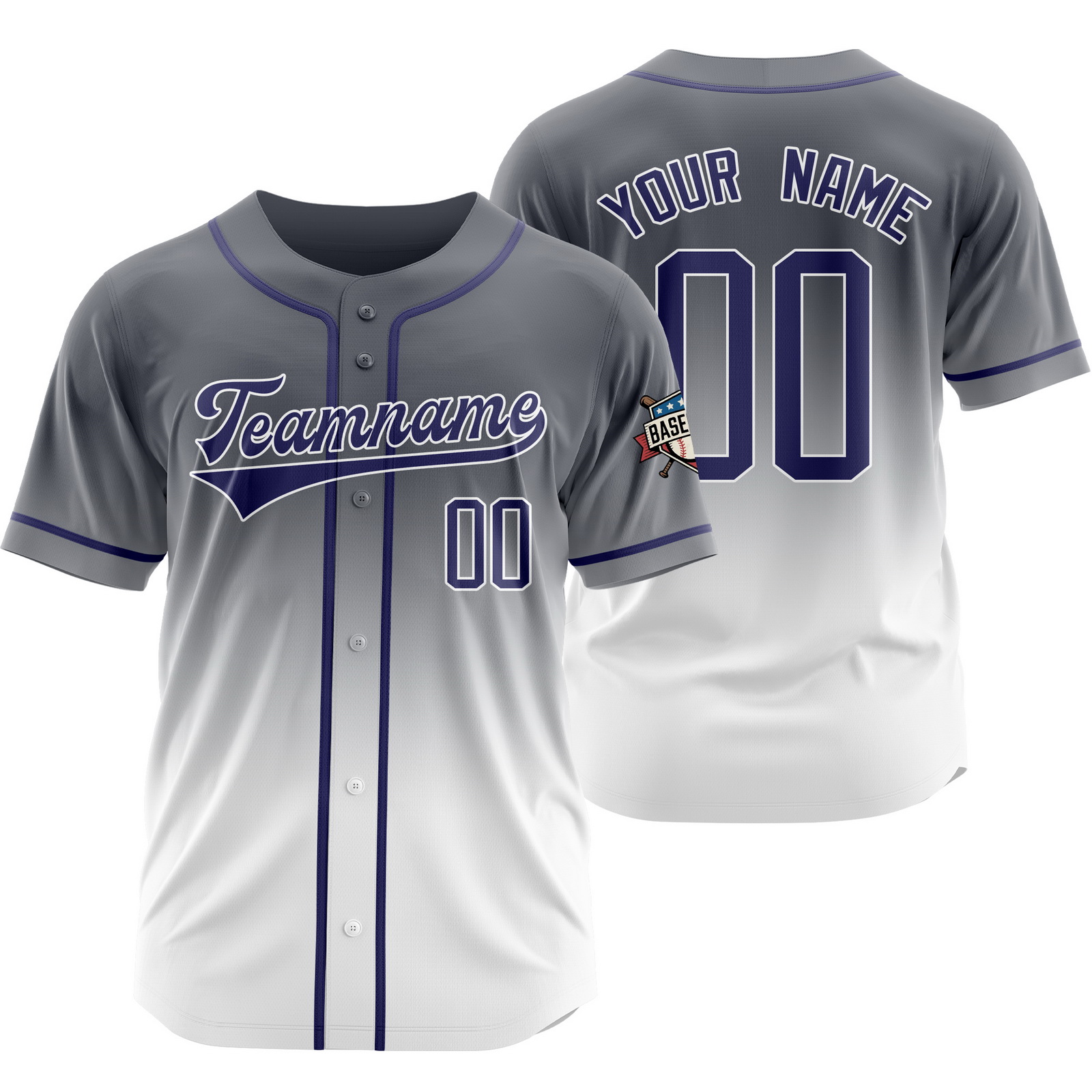 Custom Grey White Gradient Baseball Jersey Fashion Shirt