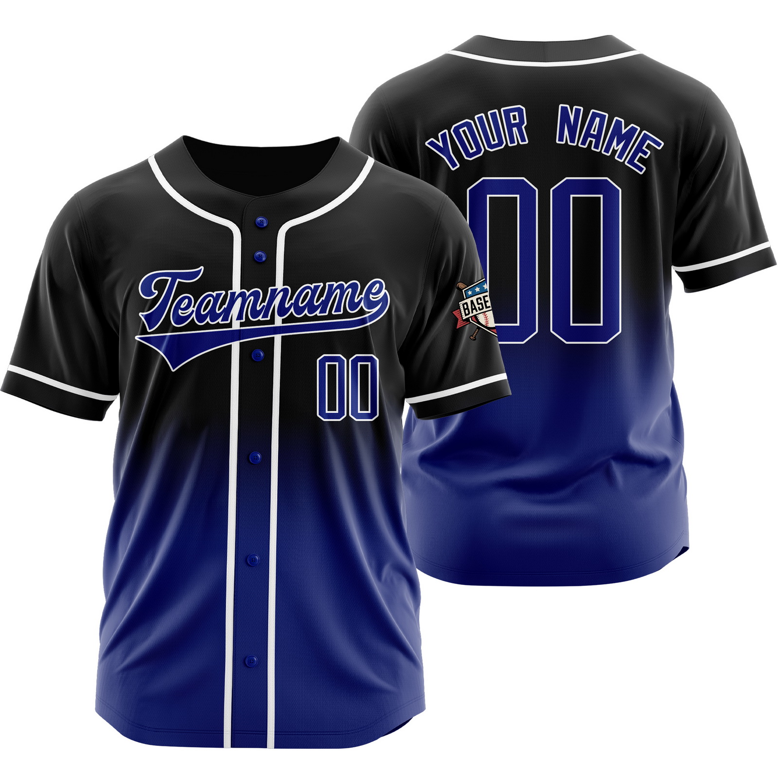 Custom Black Blue Gradient Baseball Jersey Fashion Shirt