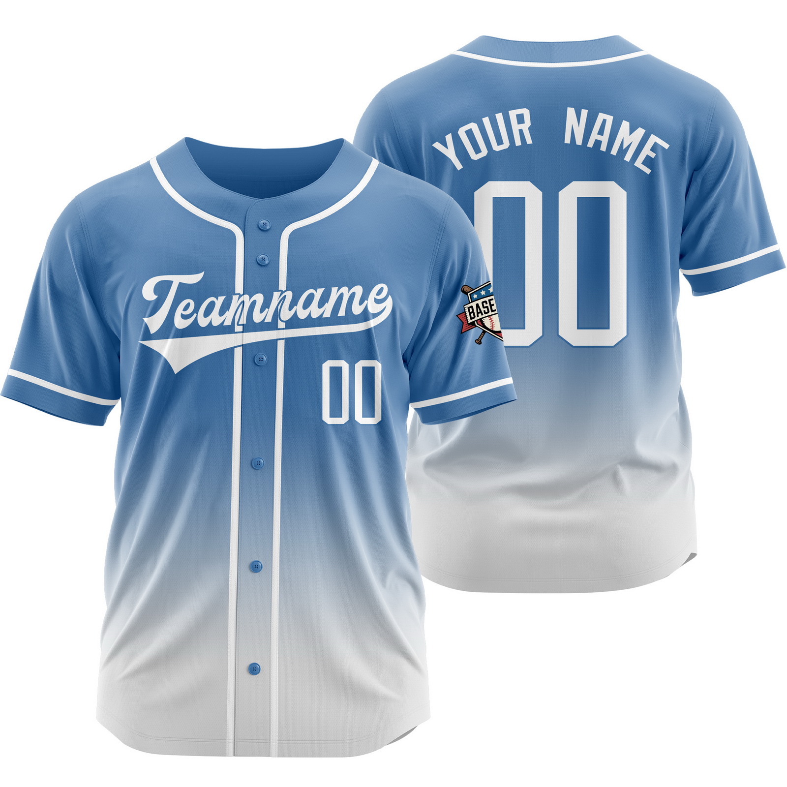 Custom Blue White Gradient Baseball Jersey Fashion Shirt