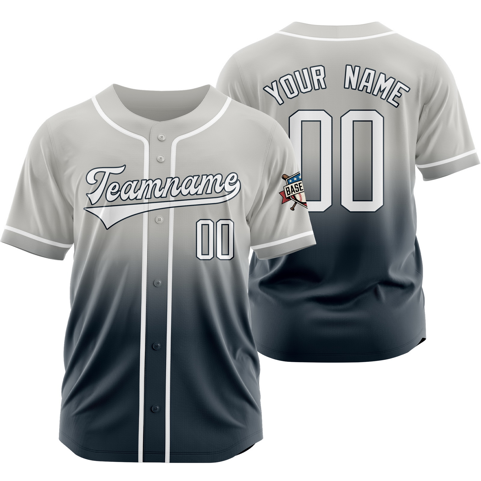 Custom Gray Black Gradient Baseball Jersey Fashion Shirt