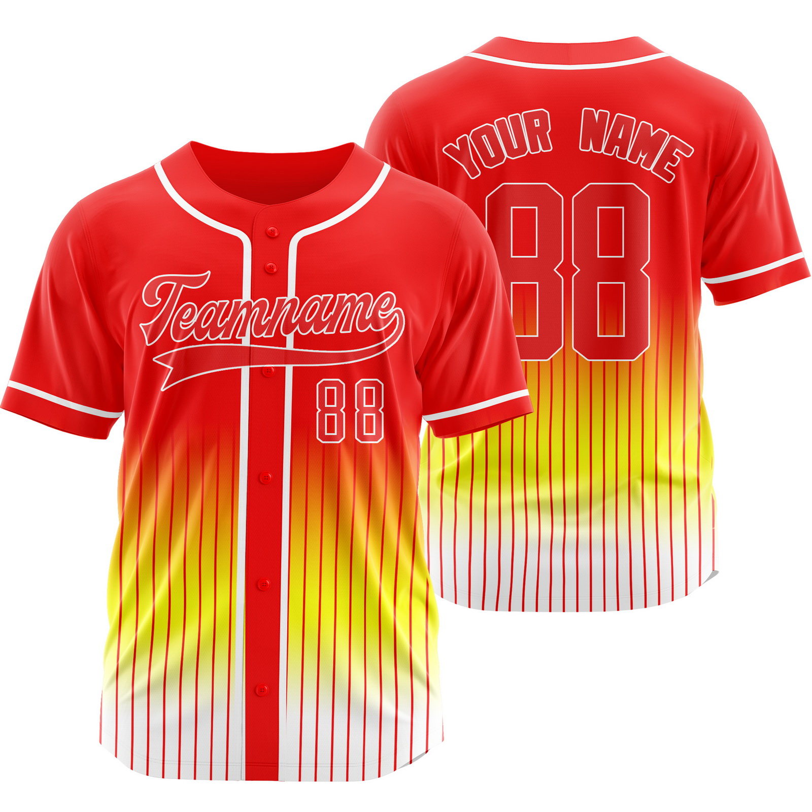 Custom Red White Stripe Baseball Jersey Personalized Softball Shirt