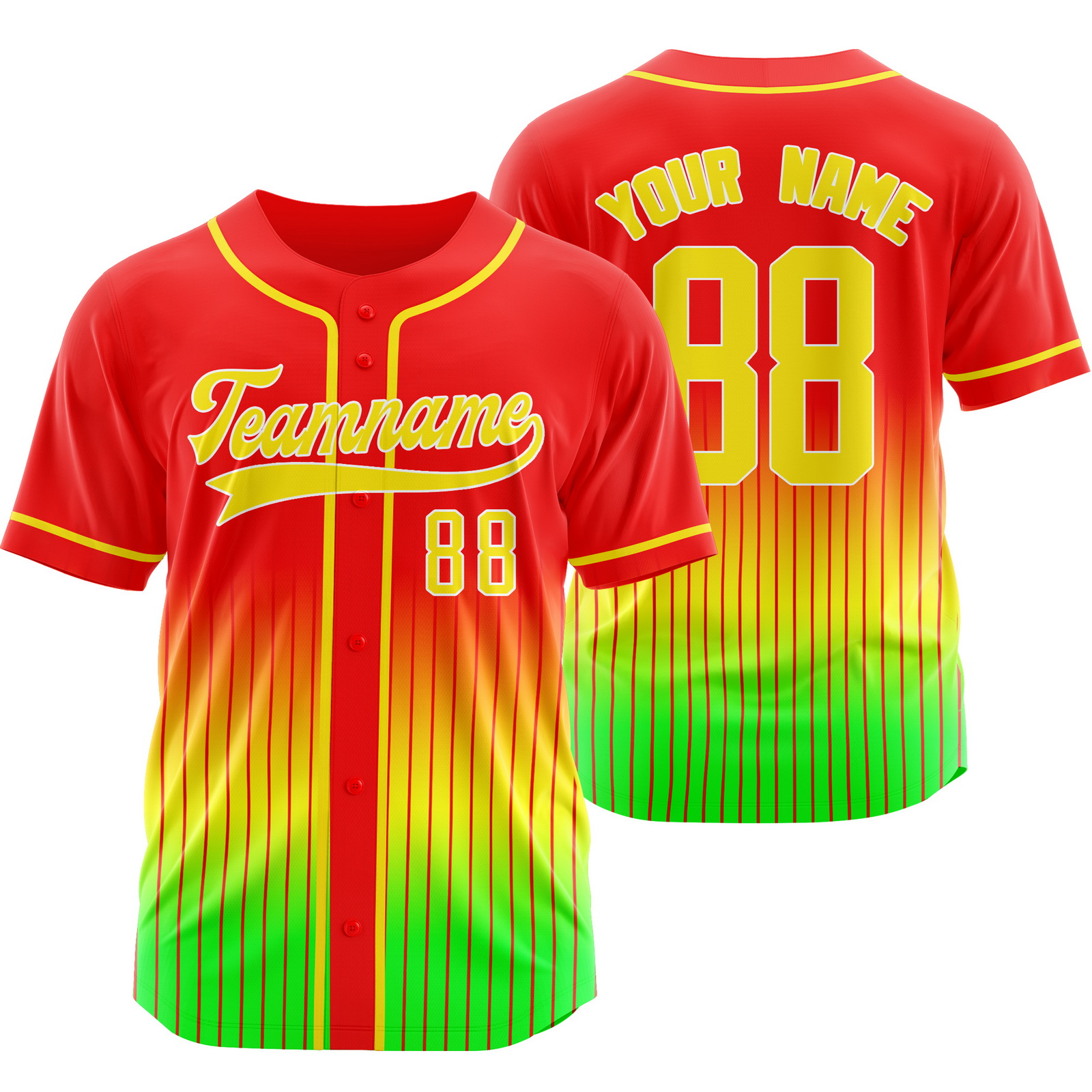 Custom Red Green Stripe Baseball Jersey Personalized Softball Shirt