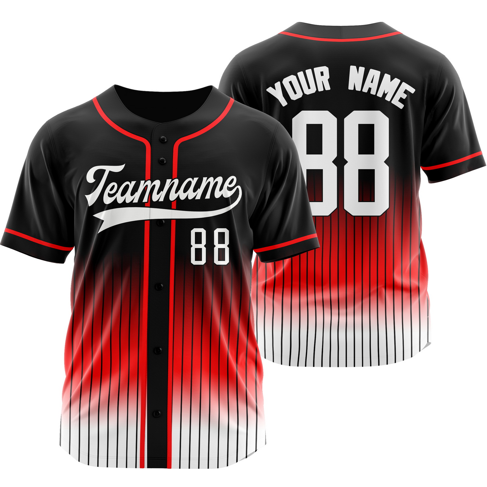 Custom Black White Stripe Baseball Jersey Personalized Softball Shirt