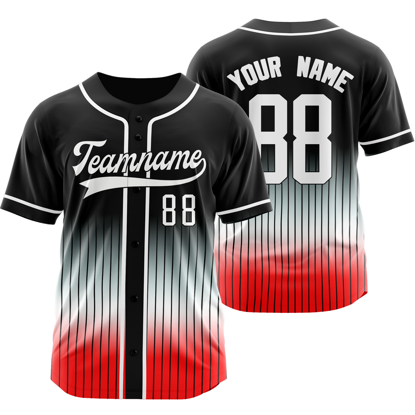 Custom Black Red Stripe Baseball Jersey Personalized Softball Shirt