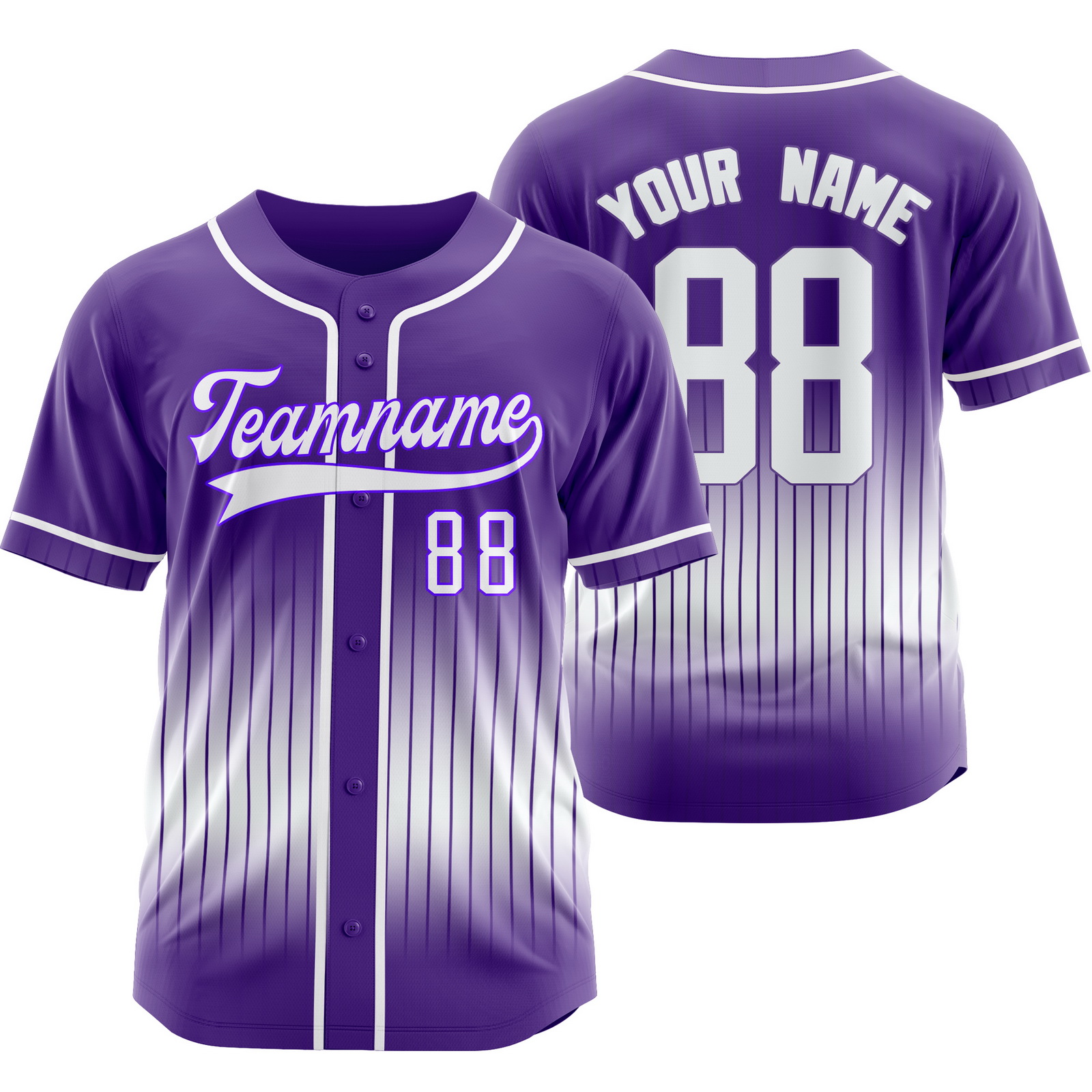 Custom Purple White W Stripe Baseball Jersey Personalized Softball Shirt