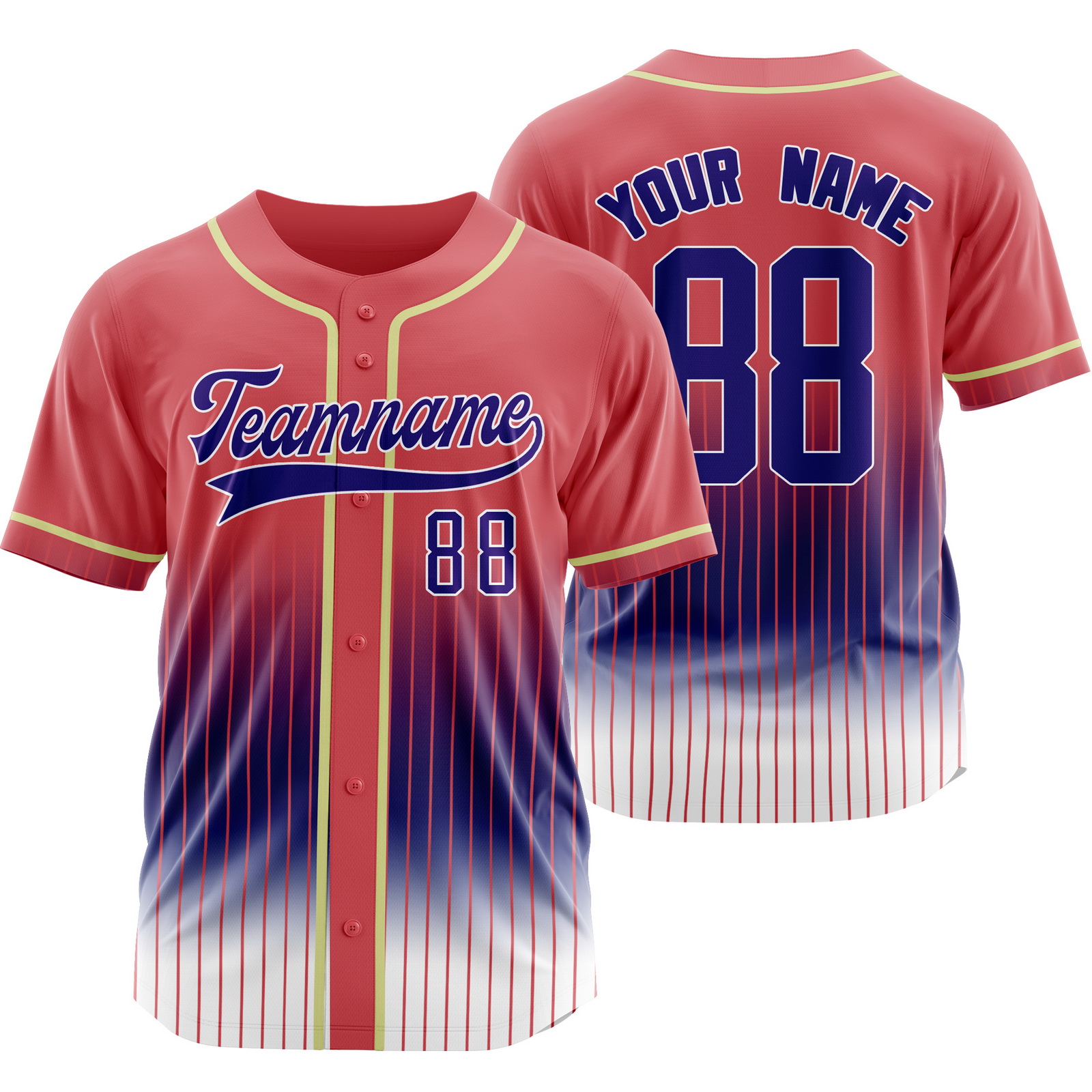 Custom Orange White Stripe Baseball Jersey Personalized Softball Shirt