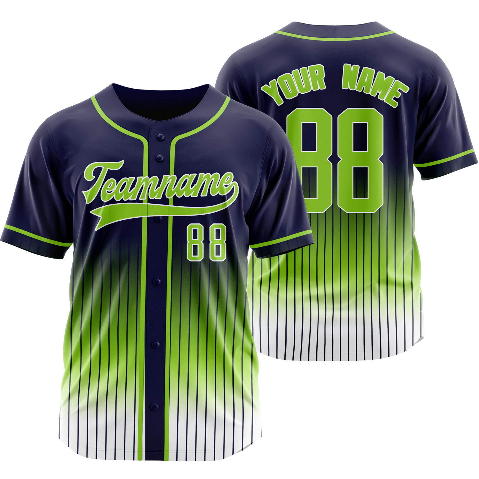 Custom Navy Green Stripe Baseball Jersey Personalized Softball Shirt