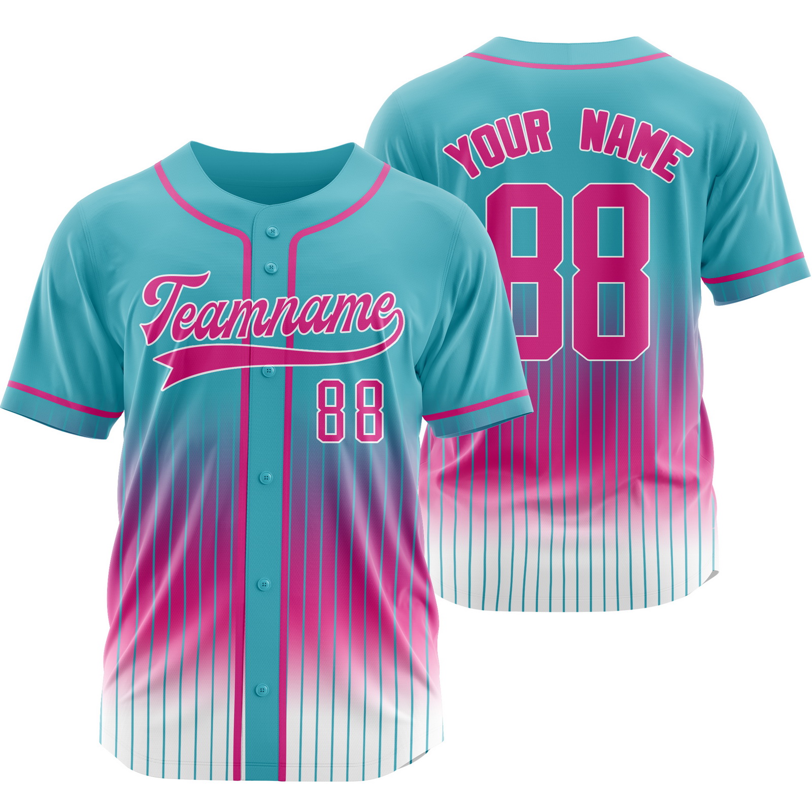 Custom Teal White Stripe Baseball Jersey Personalized Softball Shirt