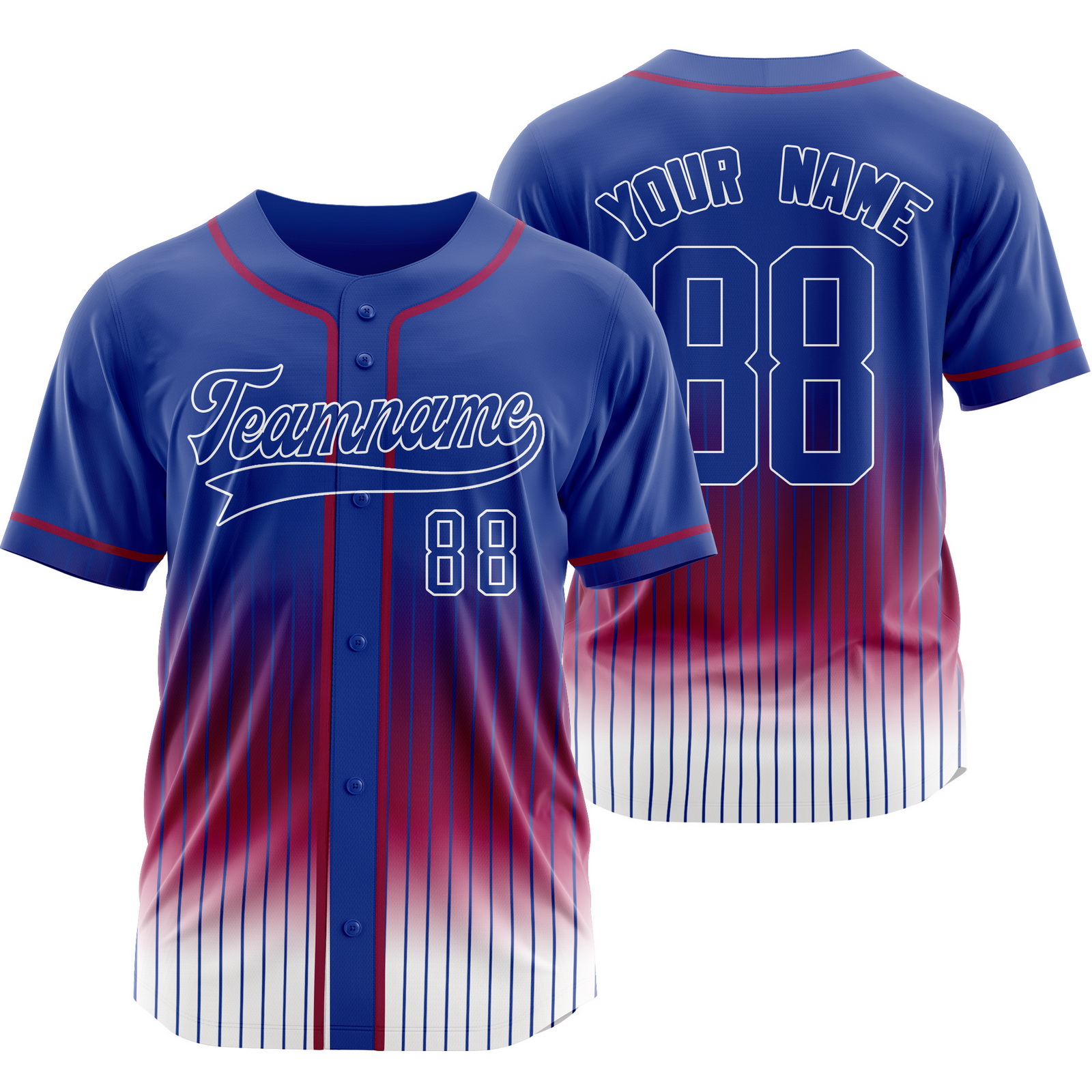 Custom Blue White R Stripe Baseball Jersey Personalized Softball Shirt
