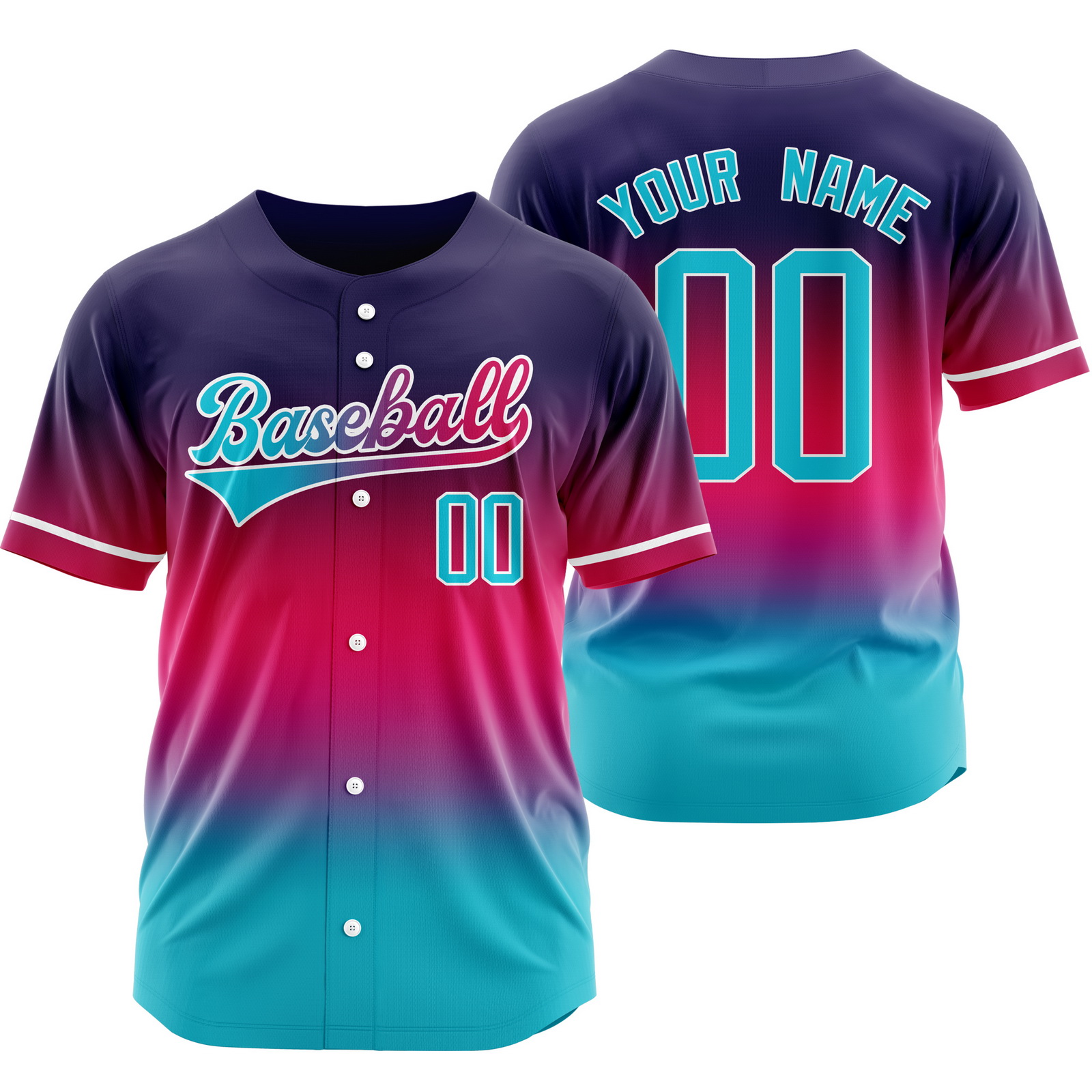 Custom Purple Tea Gradient Baseball Jersey Sports Softball Shirt