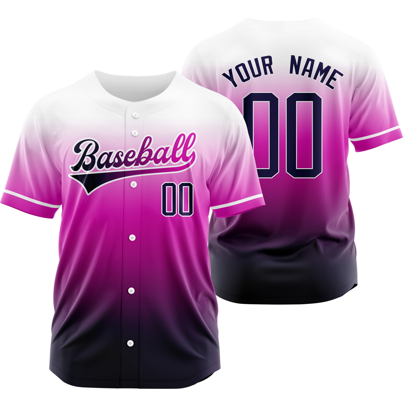 Custom White Purple Gradient Baseball Jersey Sports Softball Shirt
