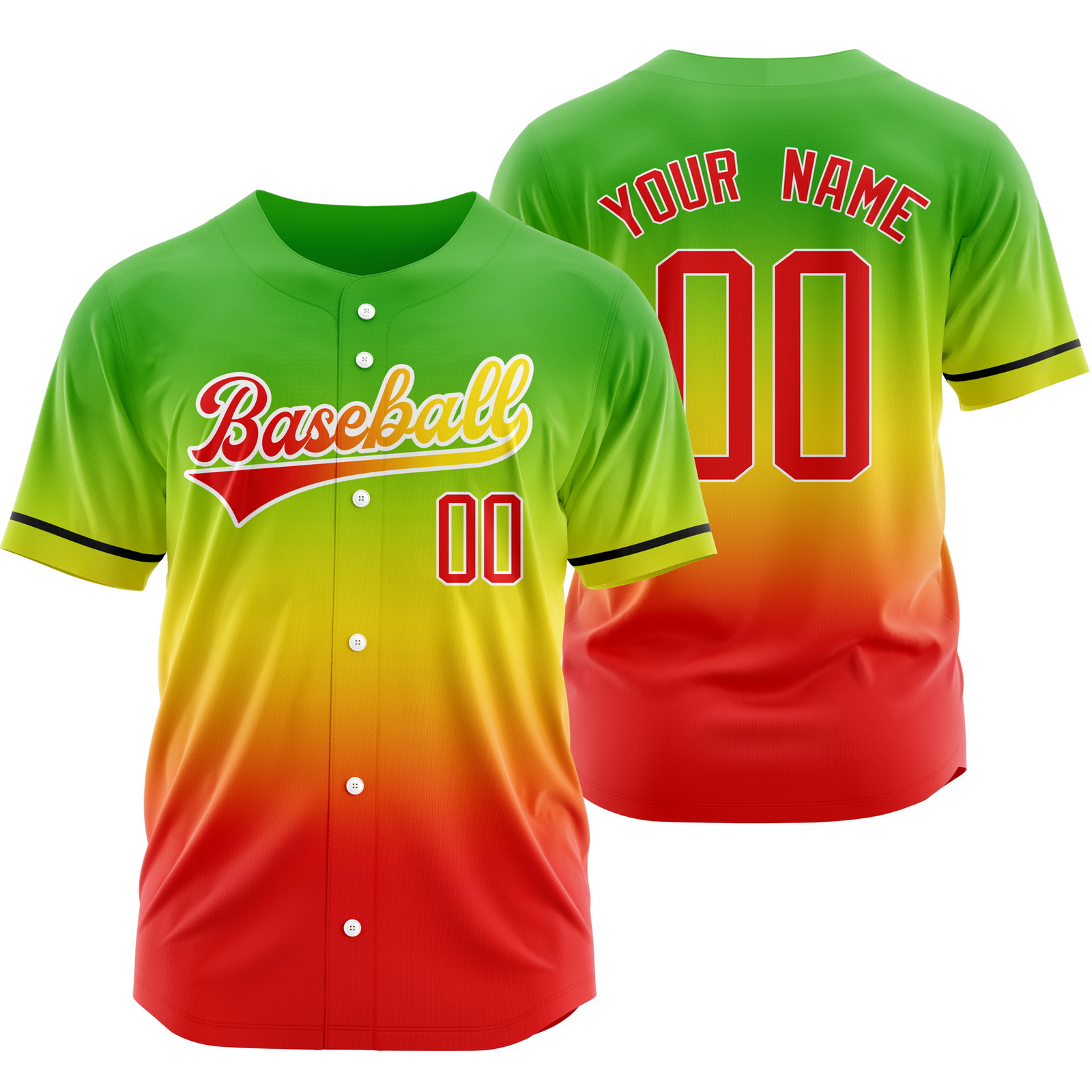 Custom Green Red A Gradient Baseball Jersey Sports Softball Shirt