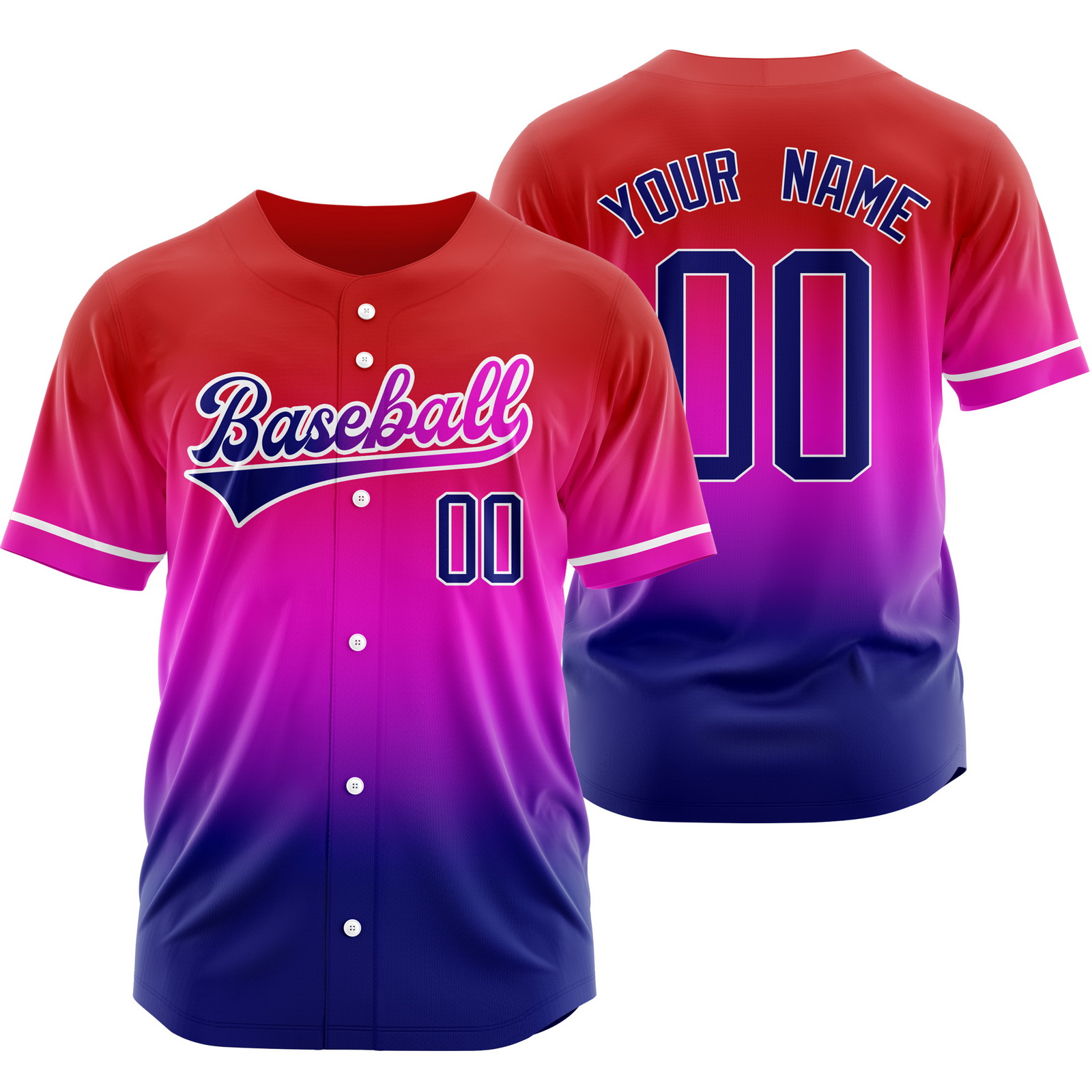 Custom Red Purple Gradient Baseball Jersey Sports Softball Shirt