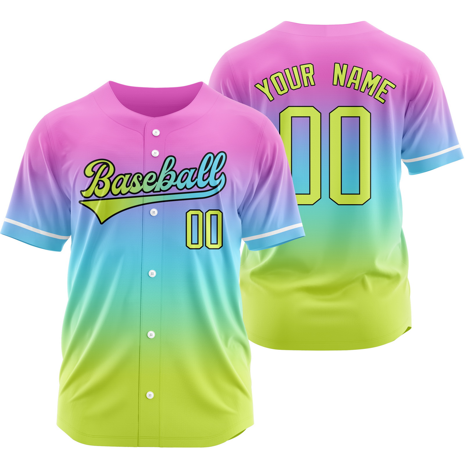 Custom Purple Yellow Gradient Baseball Jersey Sports Softball Shirt