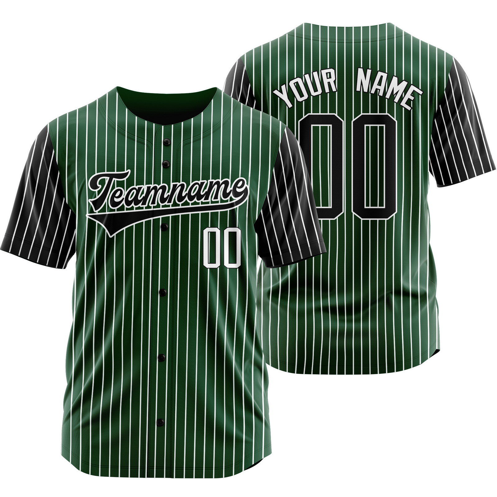 Custom Green Black Stripe Baseball Jersey Pinstripe Softball Shirt