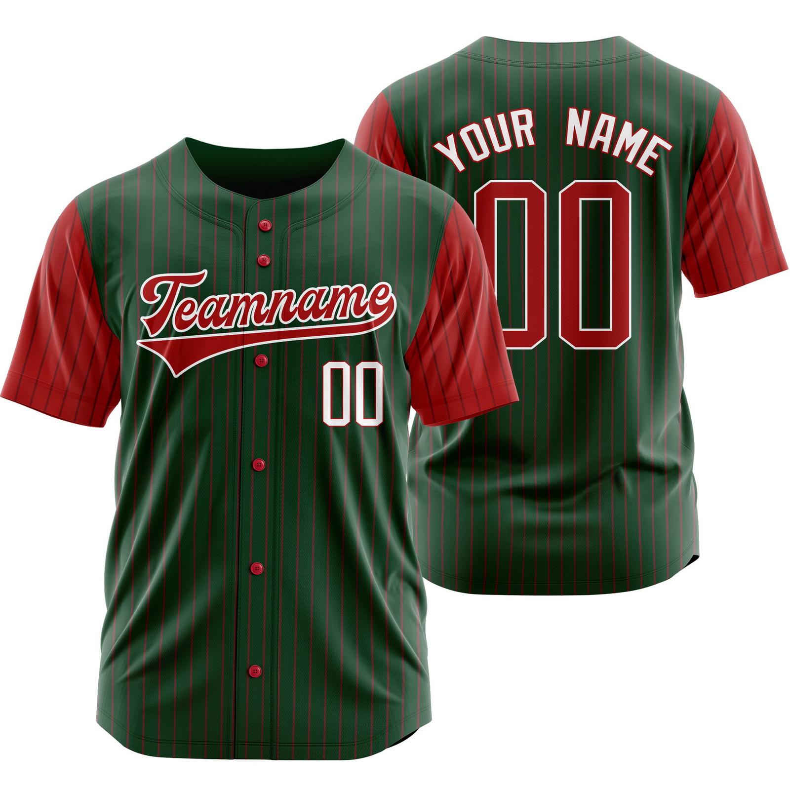 Custom Green Red Stripe Baseball Jersey Pinstripe Softball Shirt