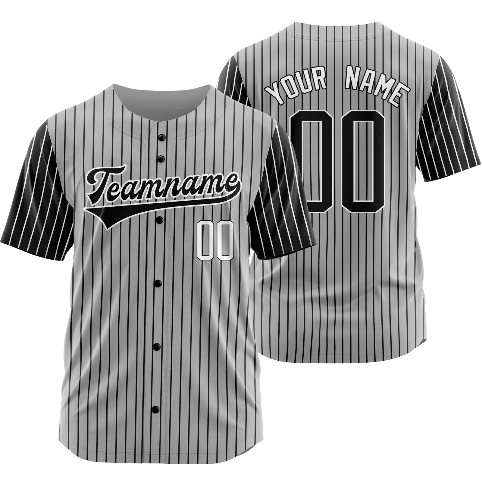 Custom Gray Black Stripe Baseball Jersey Pinstripe Softball Shirt