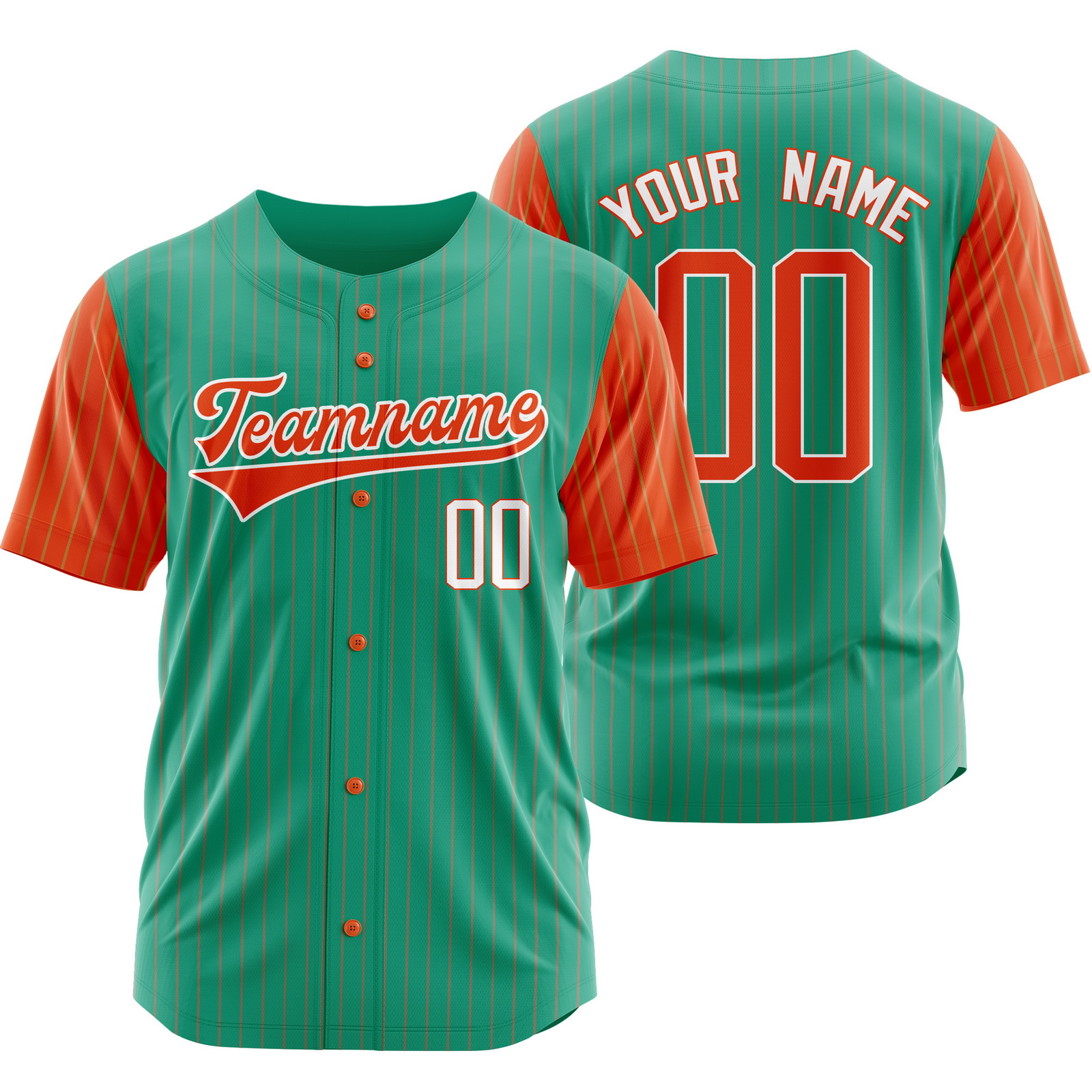 Custom Green Orange Stripe Baseball Jersey Pinstripe Softball Shirt
