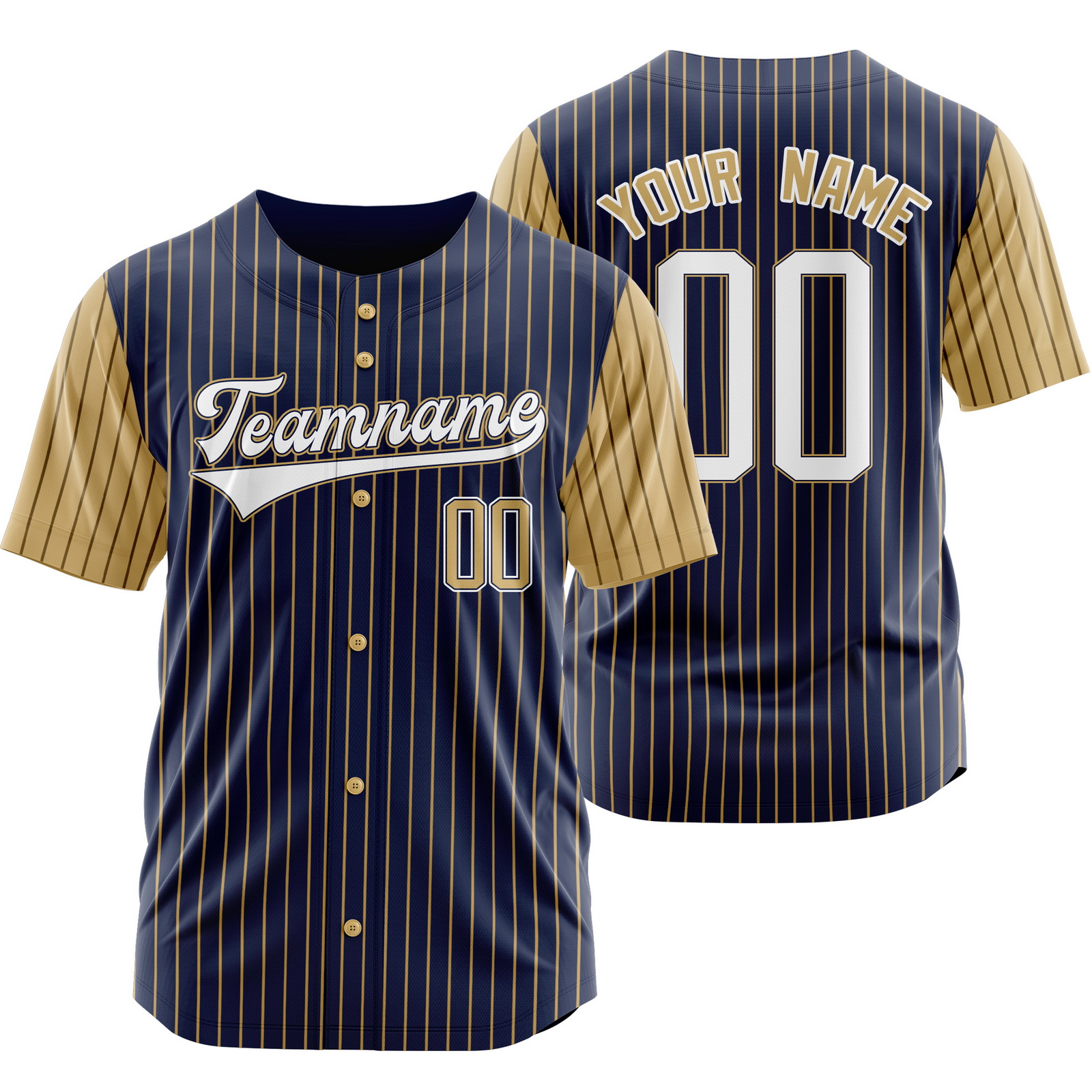Custom Black Yellow White Stripe Baseball Jersey Pinstripe Softball Shirt