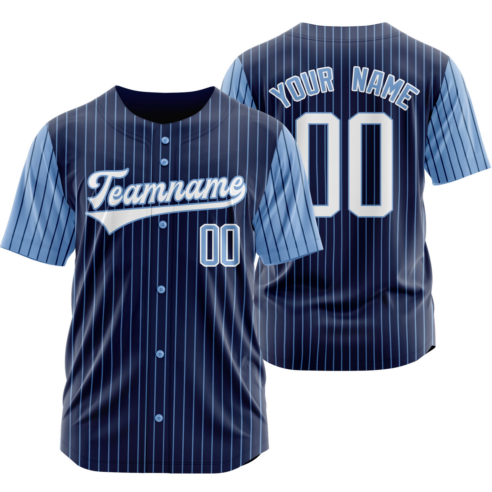 Custom Navy Blue Stripe Baseball Jersey Pinstripe Softball Shirt