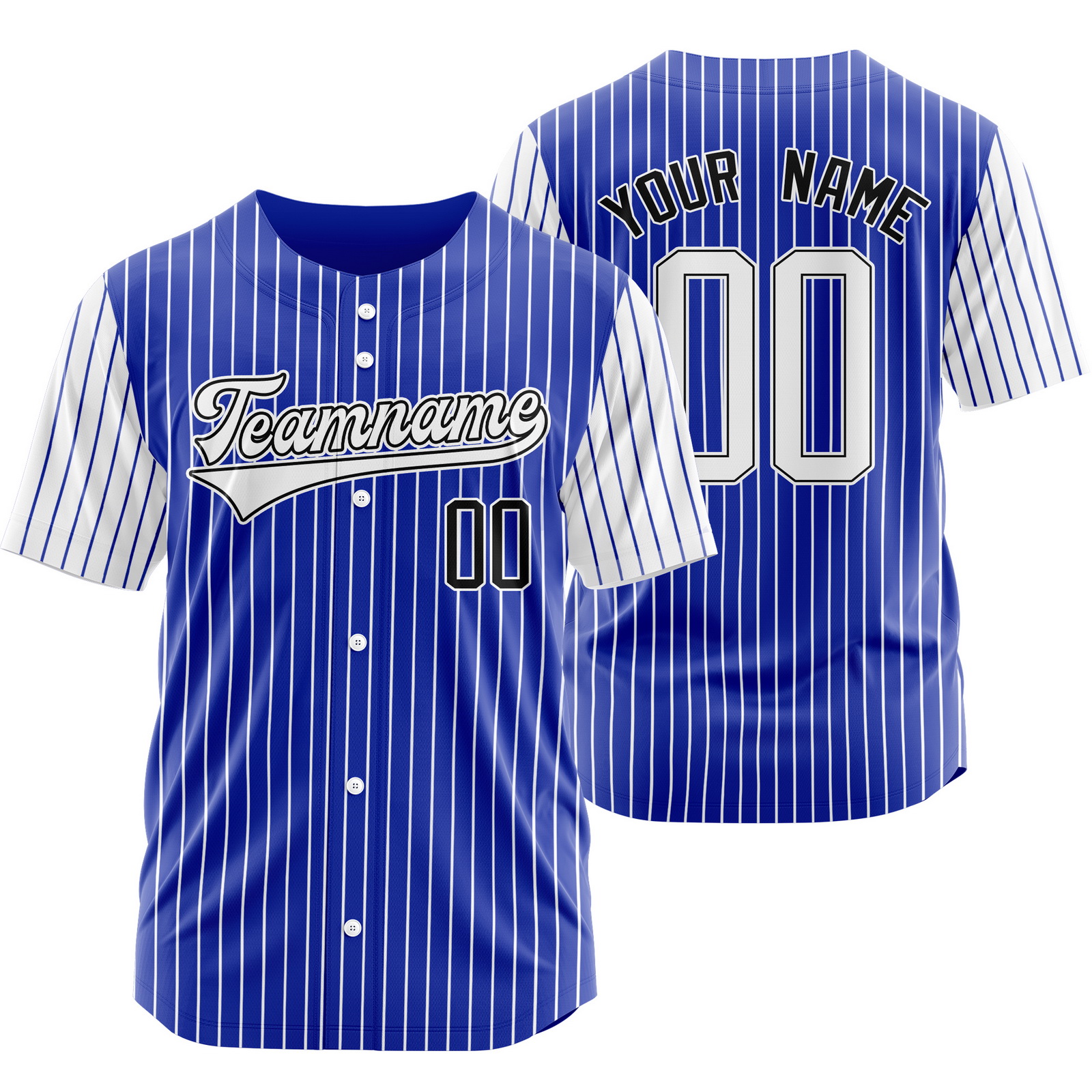 Custom Blue White Stripe Baseball Jersey Pinstripe Softball Shirt