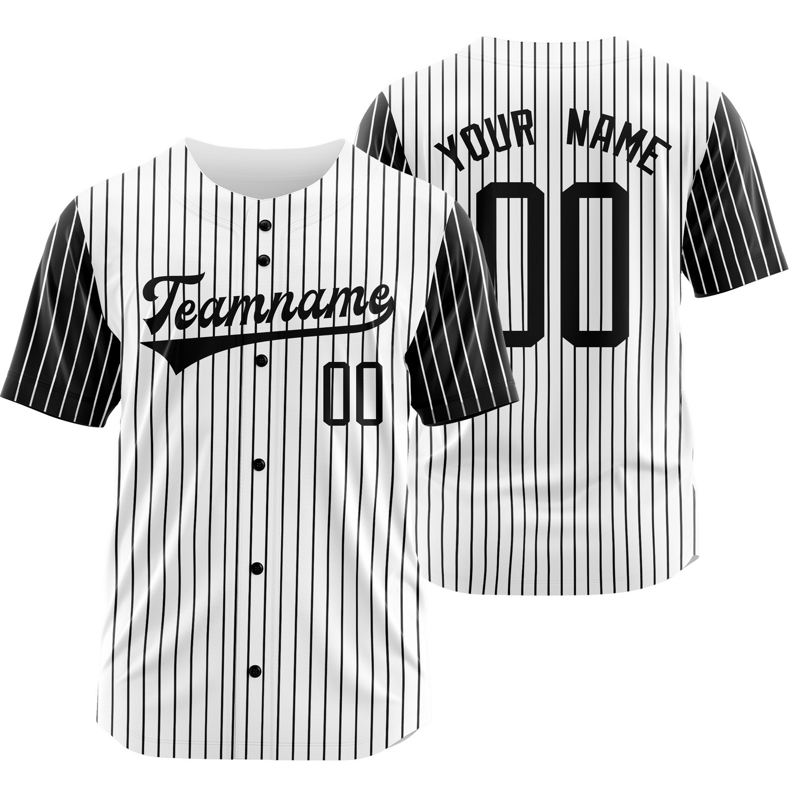 Custom White Black Stripe Baseball Jersey Pinstripe Softball Shirt