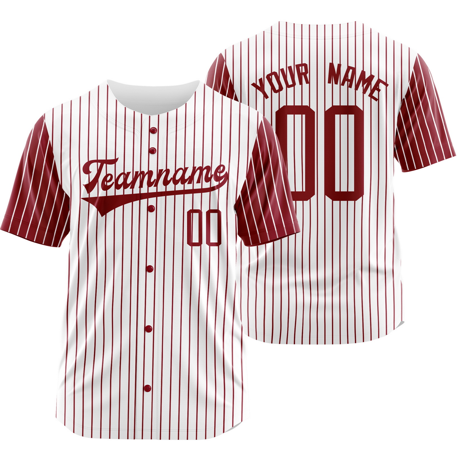 Custom White Maroon Stripe Baseball Jersey Pinstripe Softball Shirt