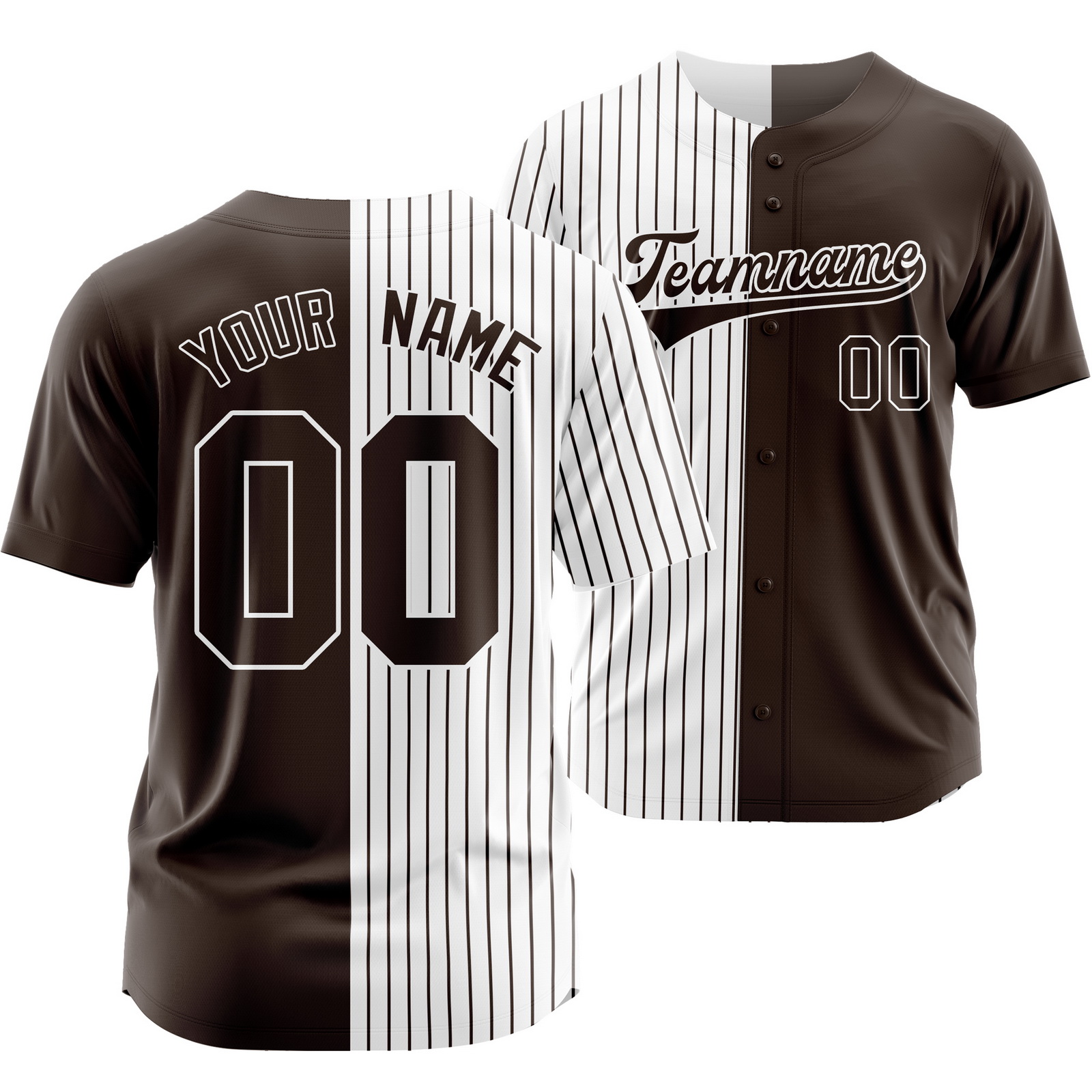 Custom White Brown Striped Baseball Jersey Split Softball Shirt