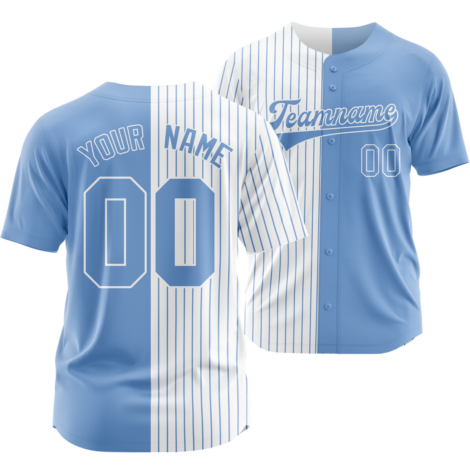 Custom Blue White Striped Baseball Jersey Split Softball Shirt